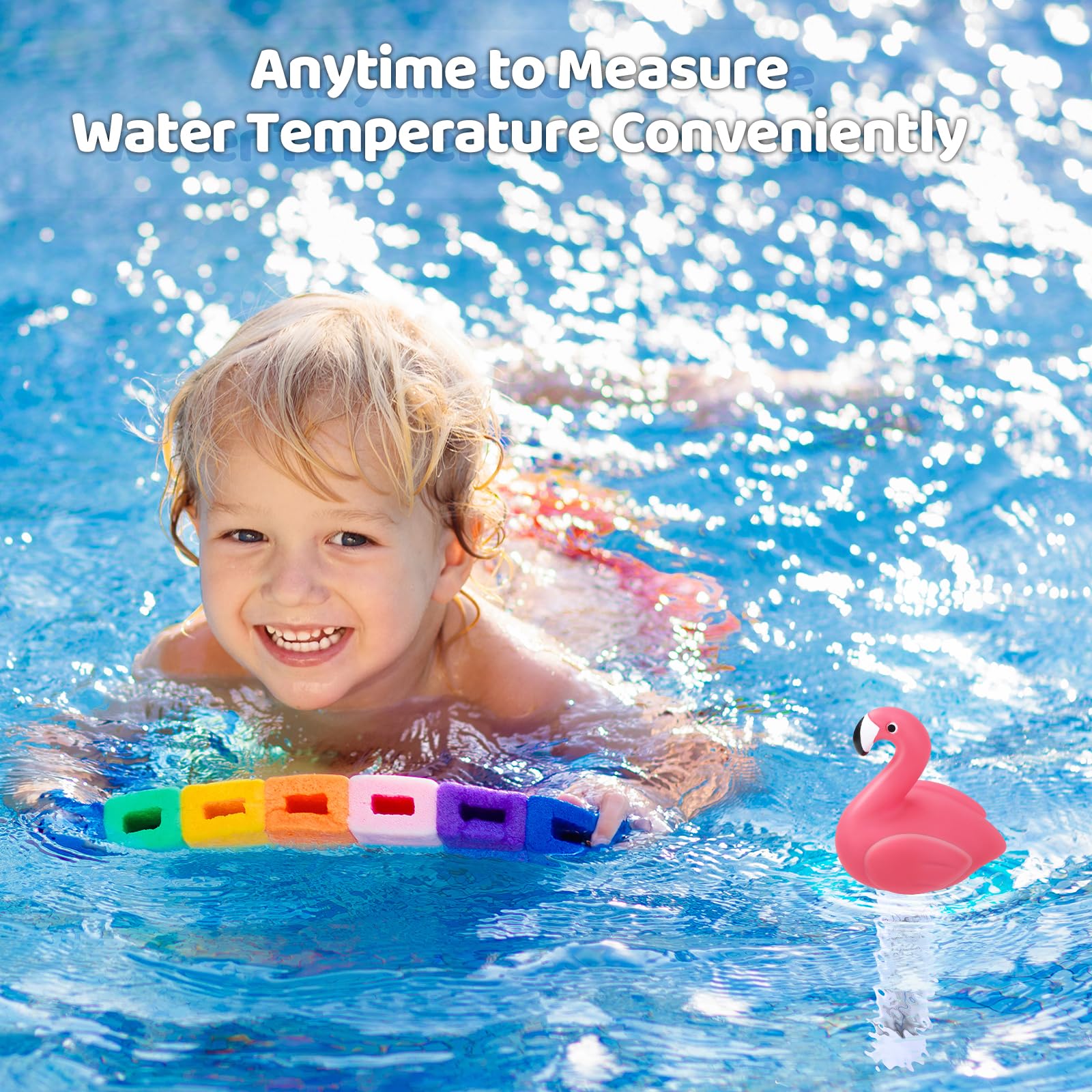 Termometro galleggiante per piscina, termometro per temperatura dell'acqua con cordino, di grandi dimensioni, facile da leggere e resistente agli urti, accessorio per piscina con ghiaccio e vasca