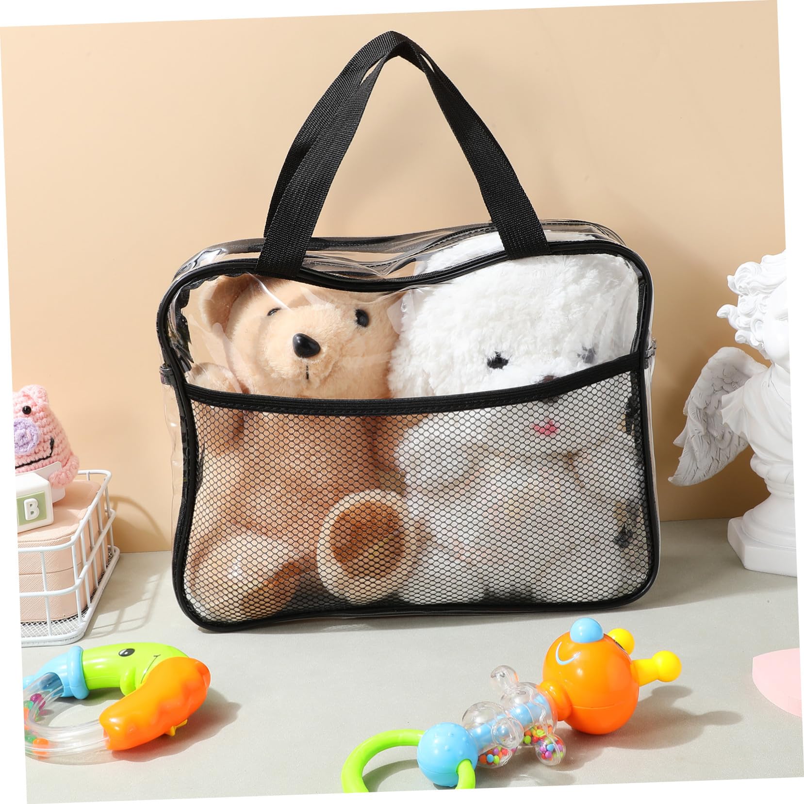 Borsa per Riporre i Giocattoli 4 Pezzi in Pvc Nero