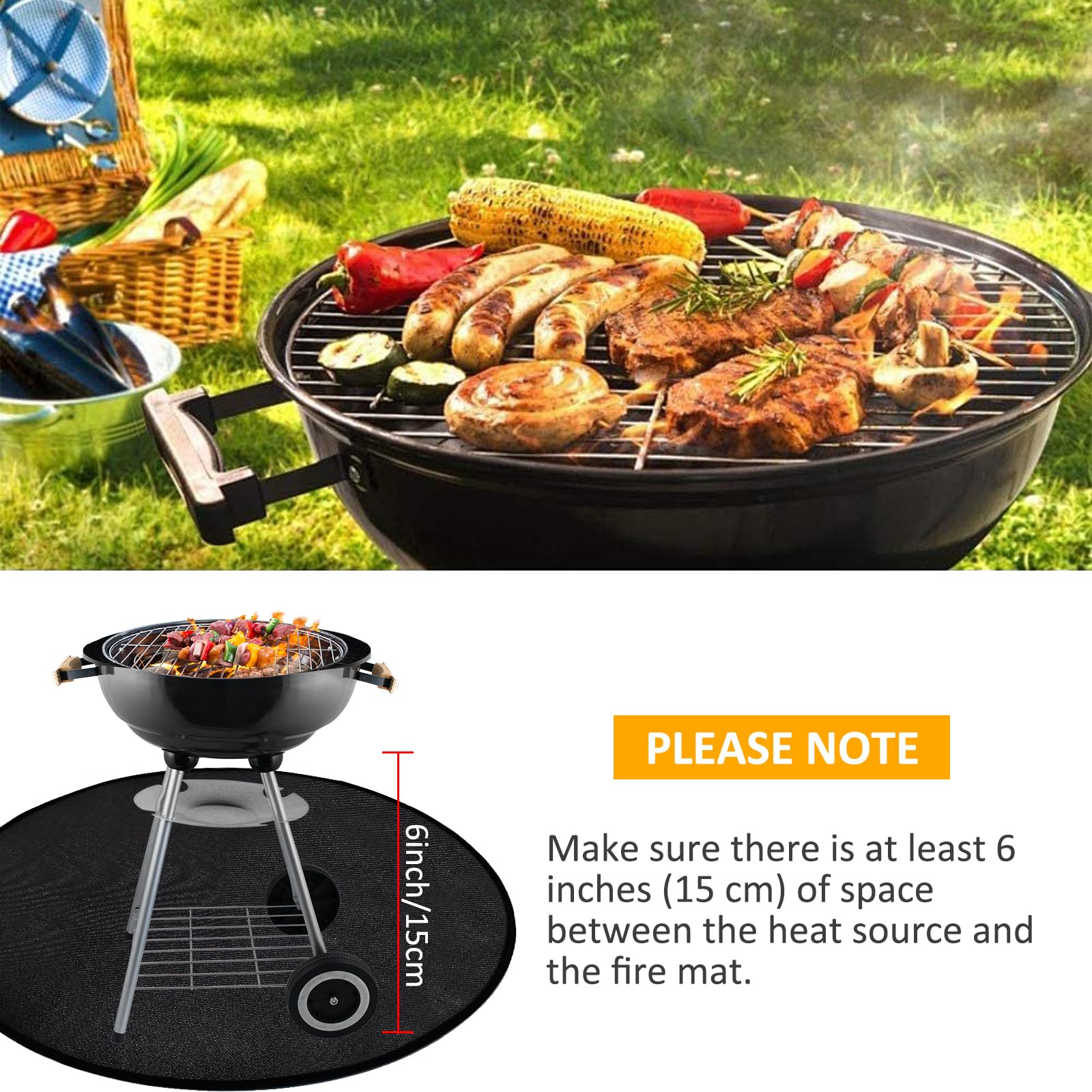 Vuurvaste onderlegger voor solo-fornuis, kampvuur, ronde onder grilldeken voor outdoor-grill, vuurvaste mat, oliebestendig, waterdicht, onder de vloer, BBQ-accessoires(60cm