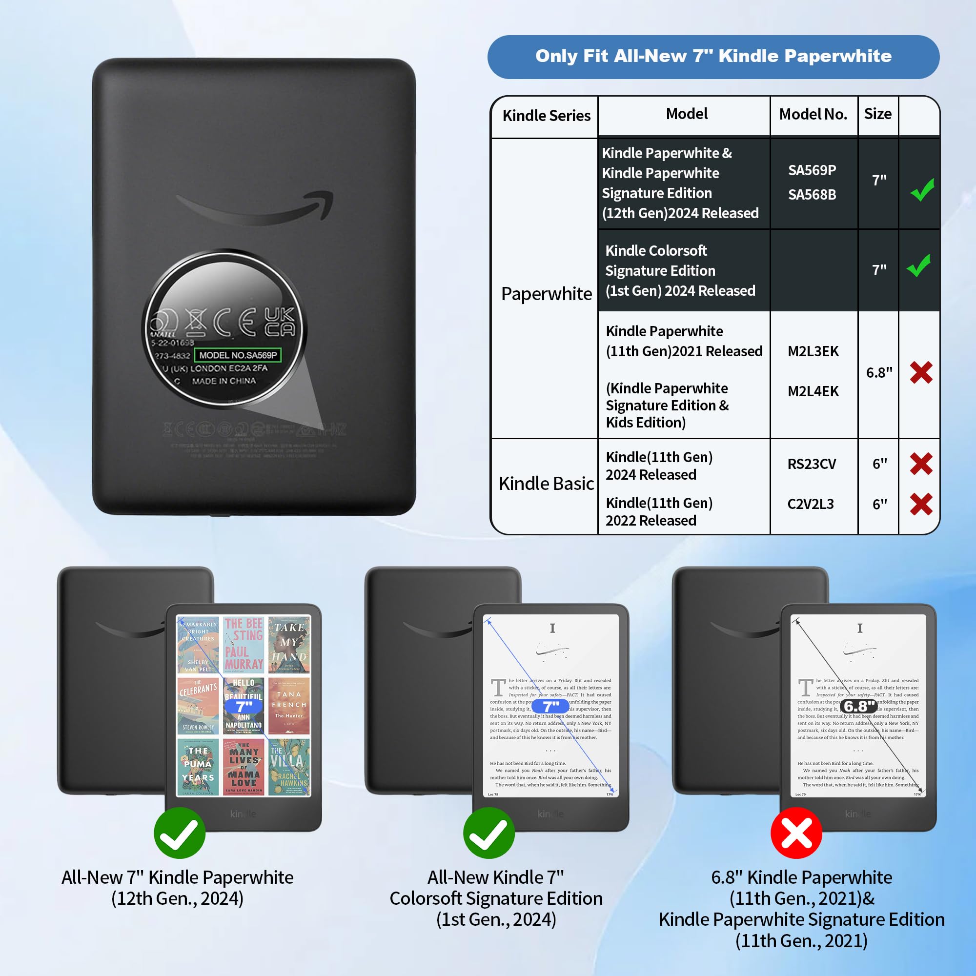 CHEEOKUO Clear Case for All-New Kindle Paperwhite 12th Generation 2024 (7