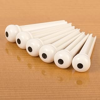 StewMac Waverly White Guitar Bridge Pins with Black Dot, Slotted, Set of 6