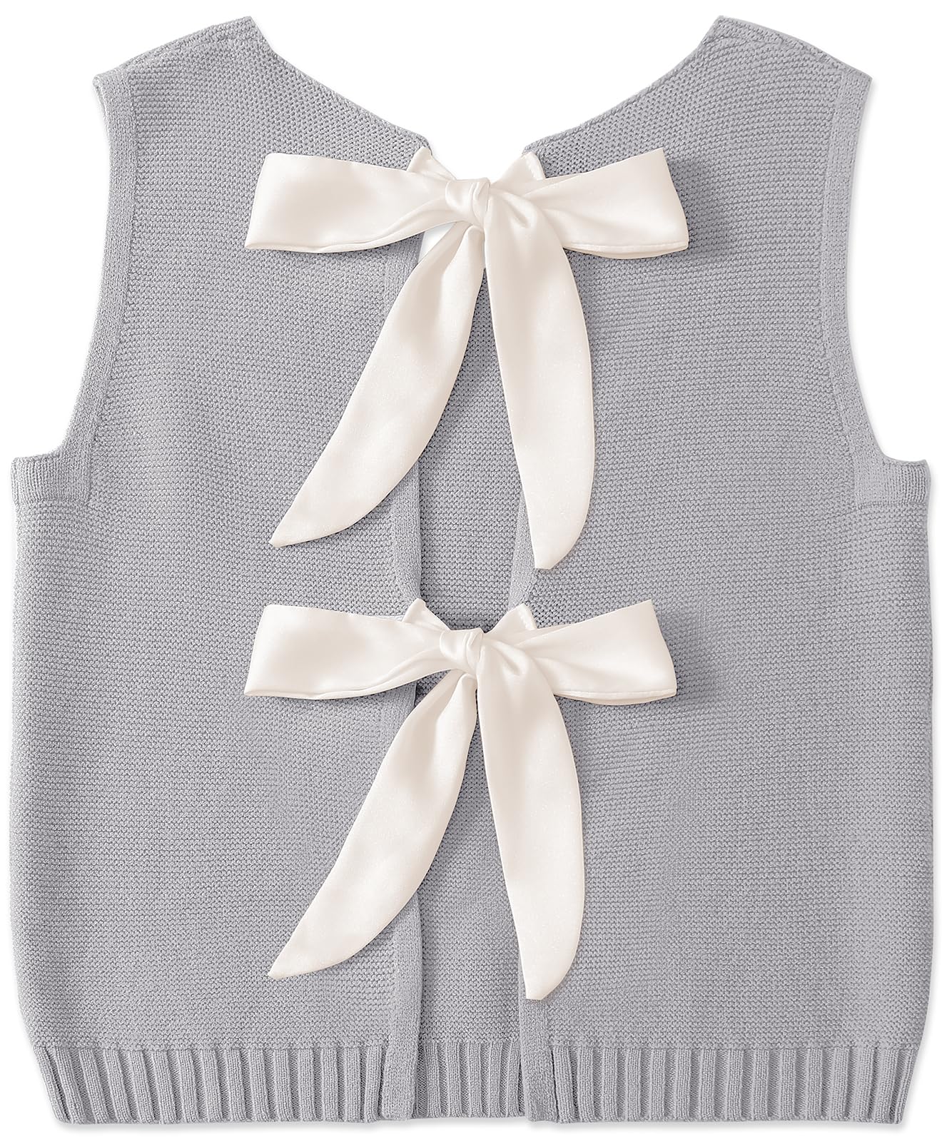 UEU Womens Sweater Vest Bow Tie Back Knitted Tank Tops Casual Crop Vest Tops 2025 Y2K Fashion Clothes