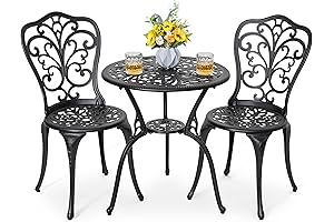Cast Aluminum Bistro Set: NUU Garden 3 Pieces Patio Table and 2 Chairs Set