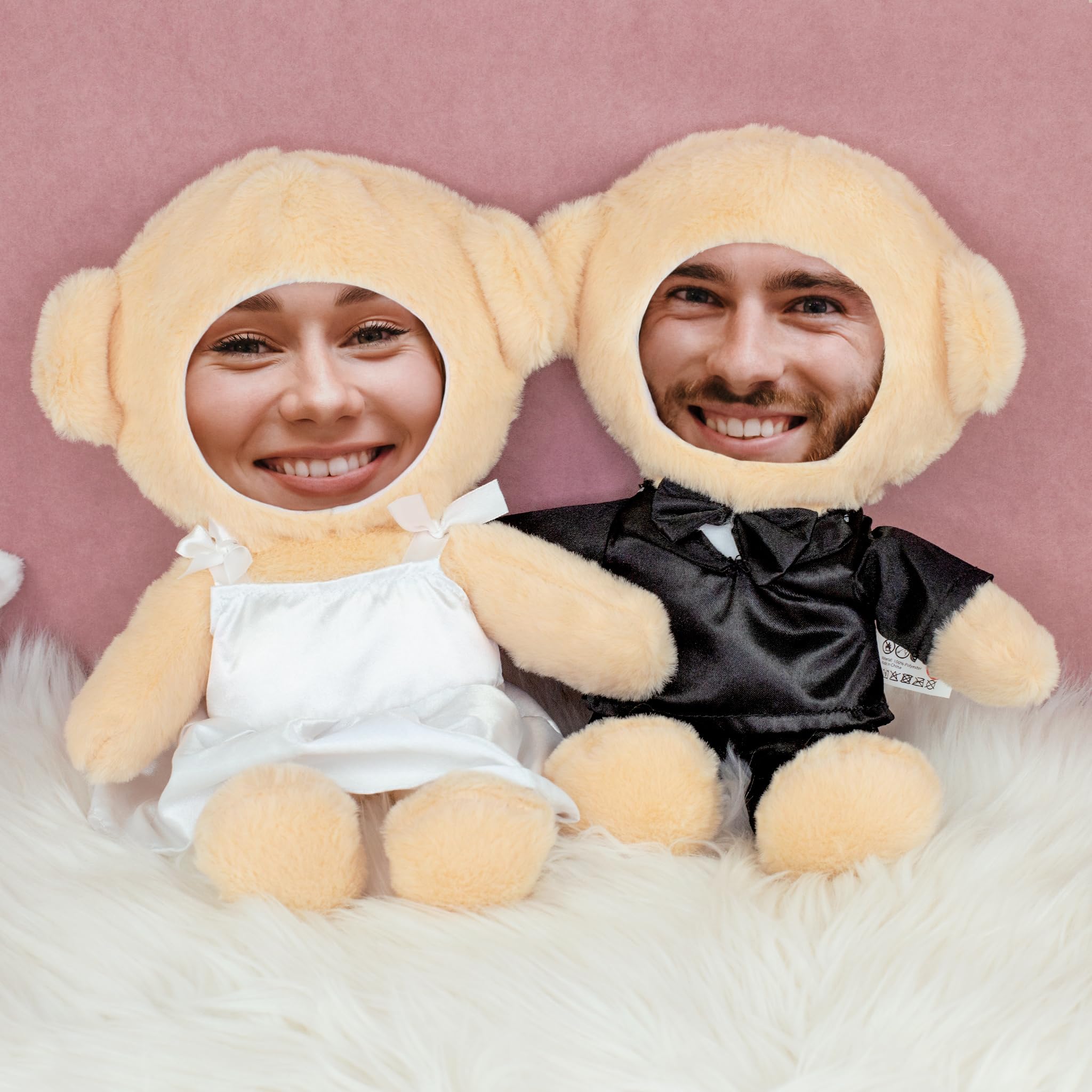 Herz & Heim® Hochzeitsgeschenk Brautpaar mit Foto Gesicht – Personalisiertes Geschenk für Hochzeit, Polterabend & JGA (Junggesellenabschied) – Lustiges Fotogeschenk für Ehepaar (Braut & Bräutigam)