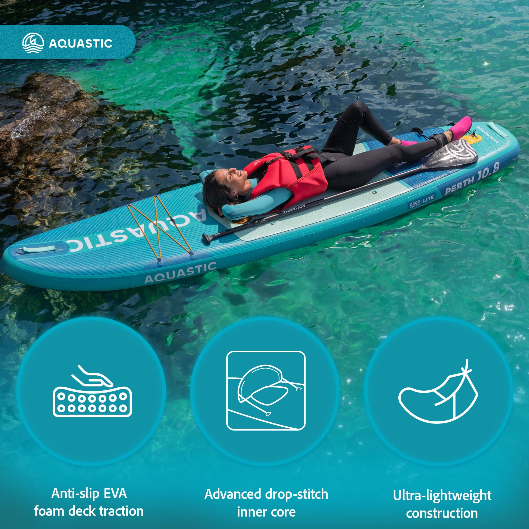 AQUASTIC Perth aufblasbares SUP Board 10'8 Allround bis 150 kg