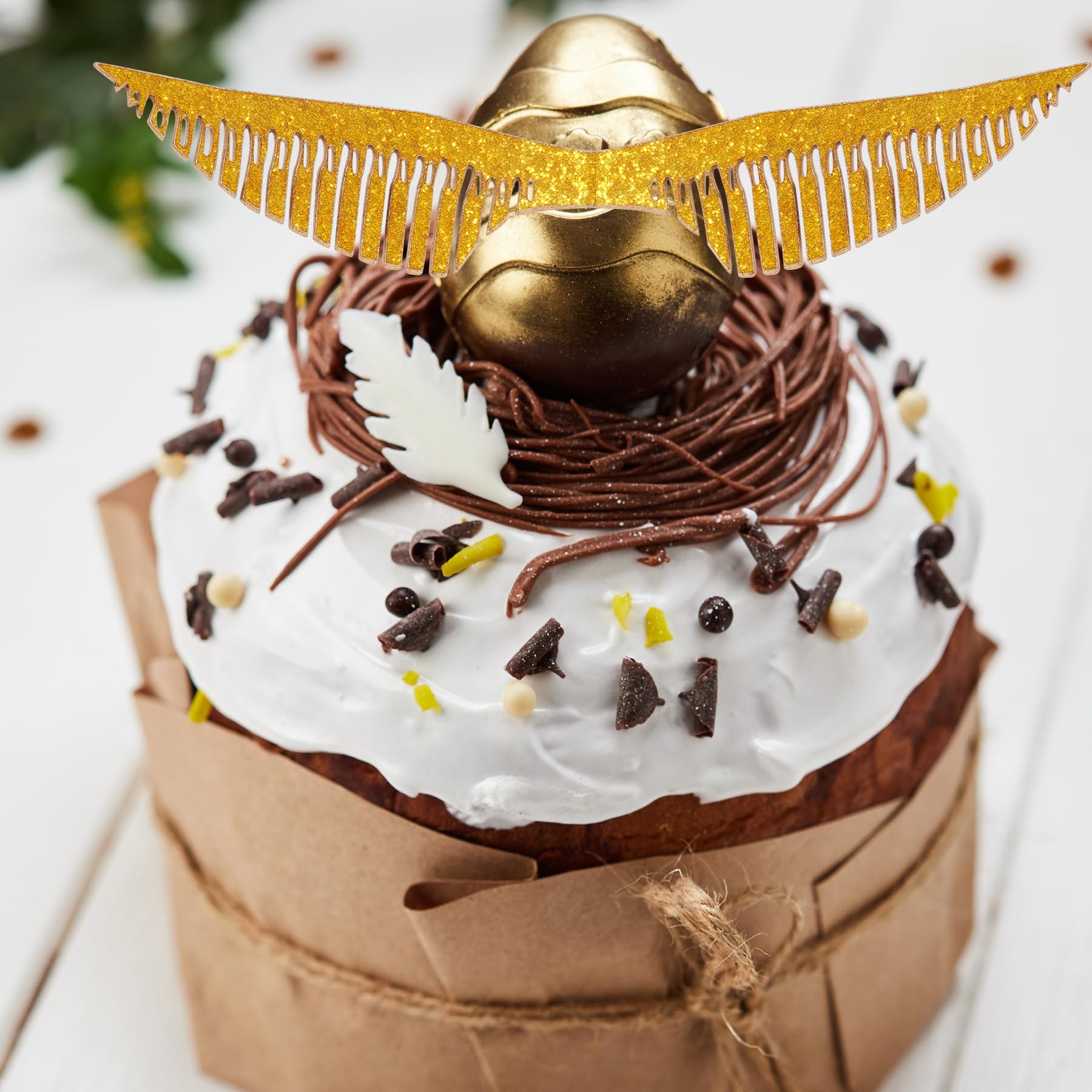 50 Decorazioni Torta Harry Potter - Ali Dorate Per Dolci - Foto 3