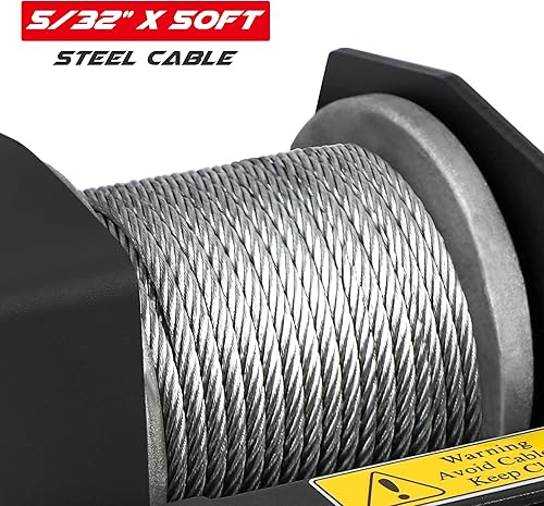 Miniatura 3 de Cabrestante eléctrico de 2500 libras, cable de acero impermeable de 12 V con control remoto con cable y placa de montaje ATV UTV remolque