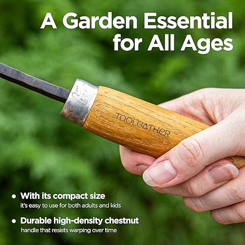 Miniatura 6 de Point Homi - Azada de mano, herramienta de jardín tradicional coreana hecha a mano con mango de madera de castaño y acacia para deshierbar y plantar