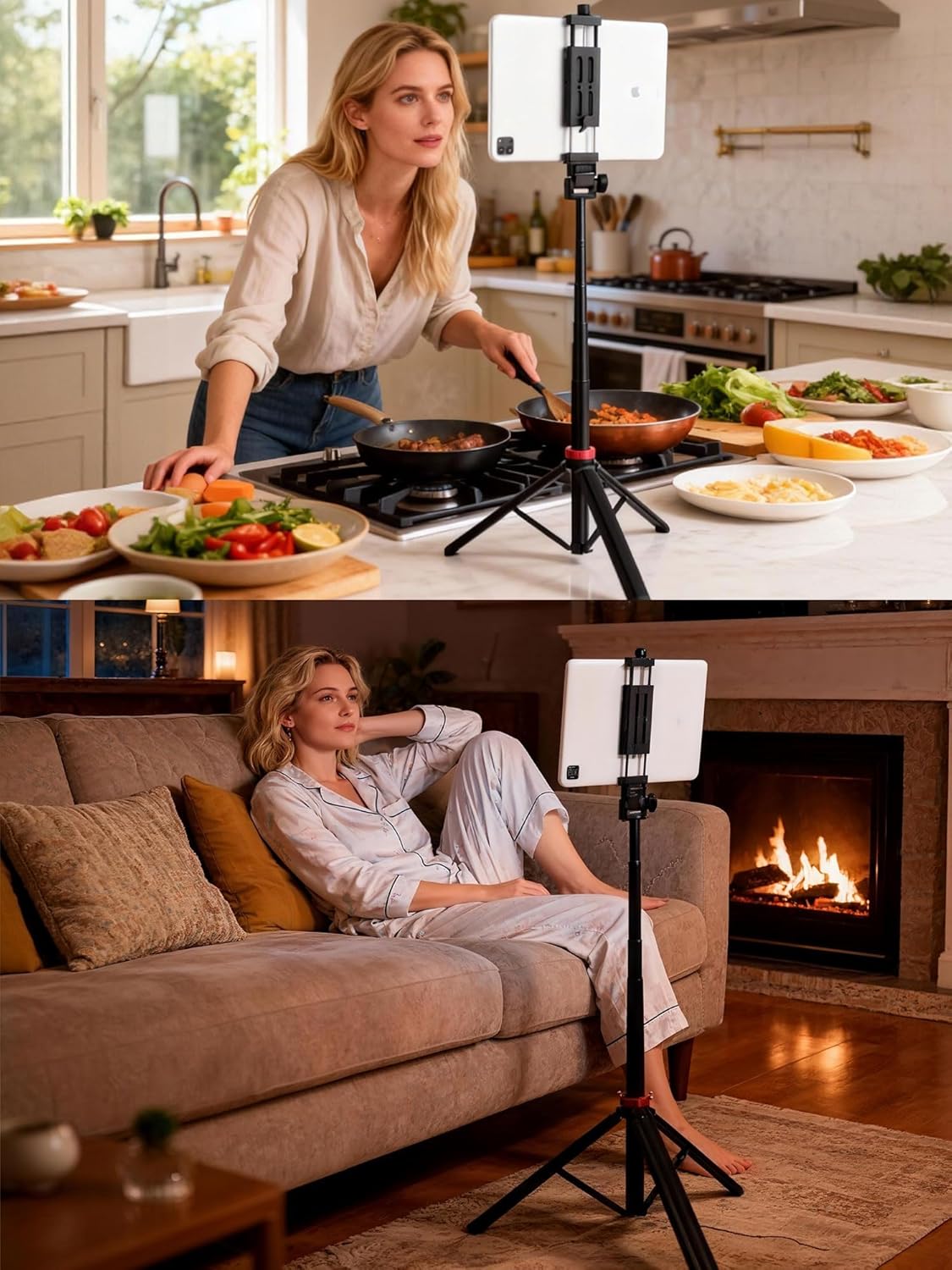 Xik Portable 81" iPad Tripod Stand, Extendable Aluminum Alloy Travel Tablet Tripod Holder, Compatible with iPad Pro, iPhone, Kindle & All 4.7-12.9" Tablets（Extendable Height: 14.4" to 81" ） - Image 7