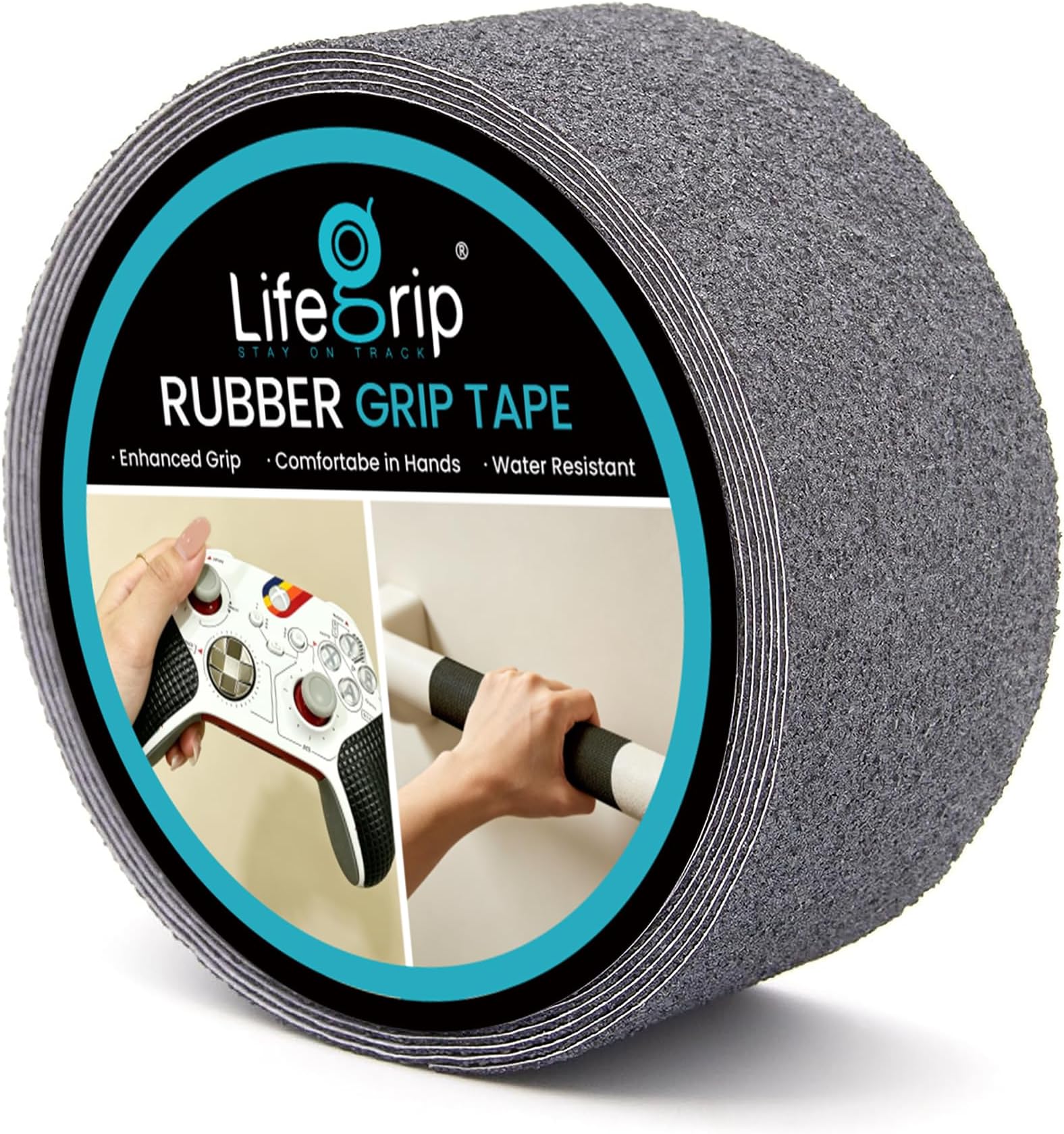 LifeGrip Anti Slip Safety Tape, Non Slip Stair Tread, Textured Rubber Surface, Comfortable for Bare Foot, 2 inch X 15 Foot, Grey