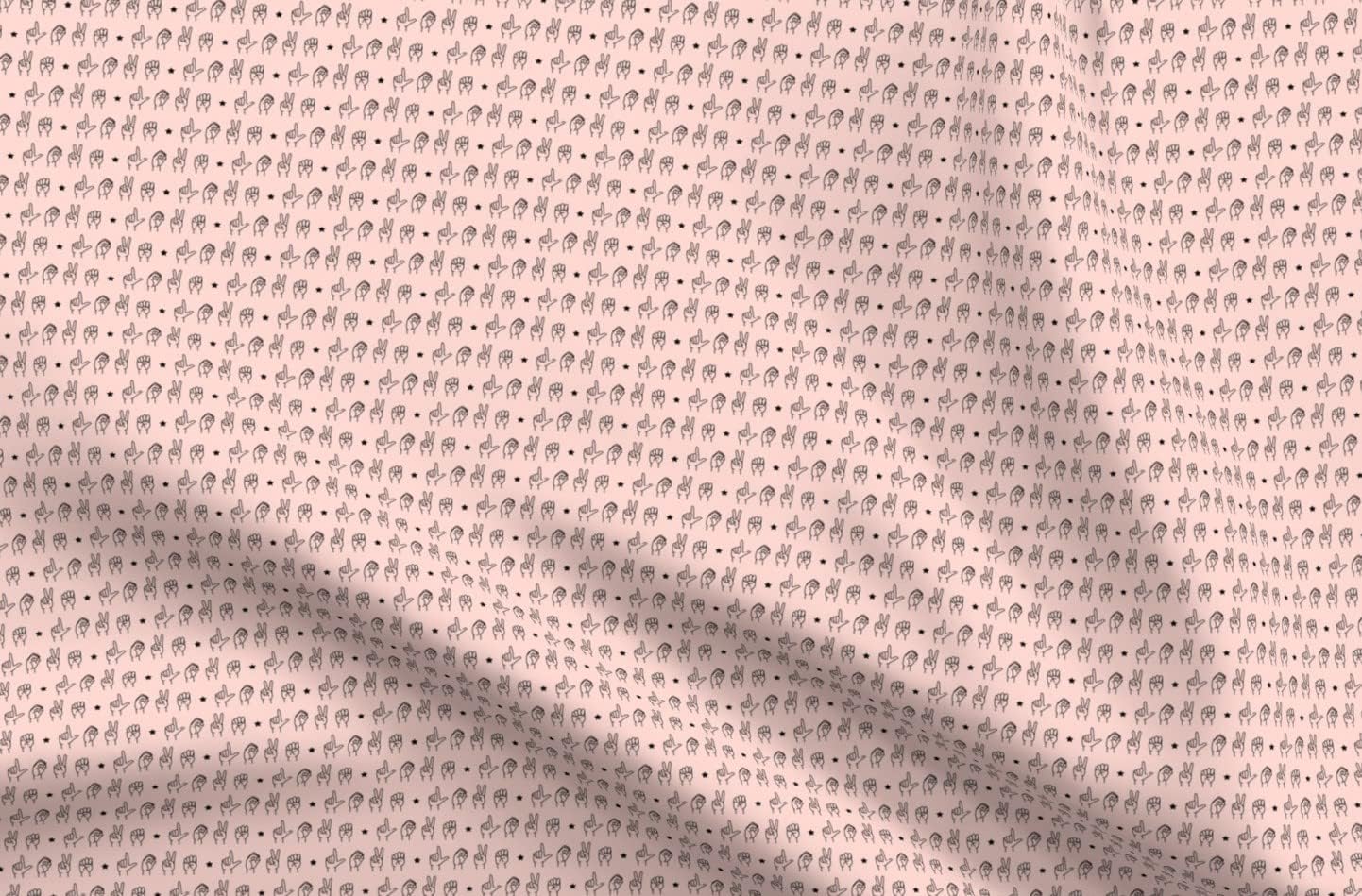 Spoonflower Fabric - Micro Print Love Sign Language Rose Trendy Hands Printed on Upholstery Velvet Fabric Fat Quarter - Upholstery Home Decor Bottomweight Apparel