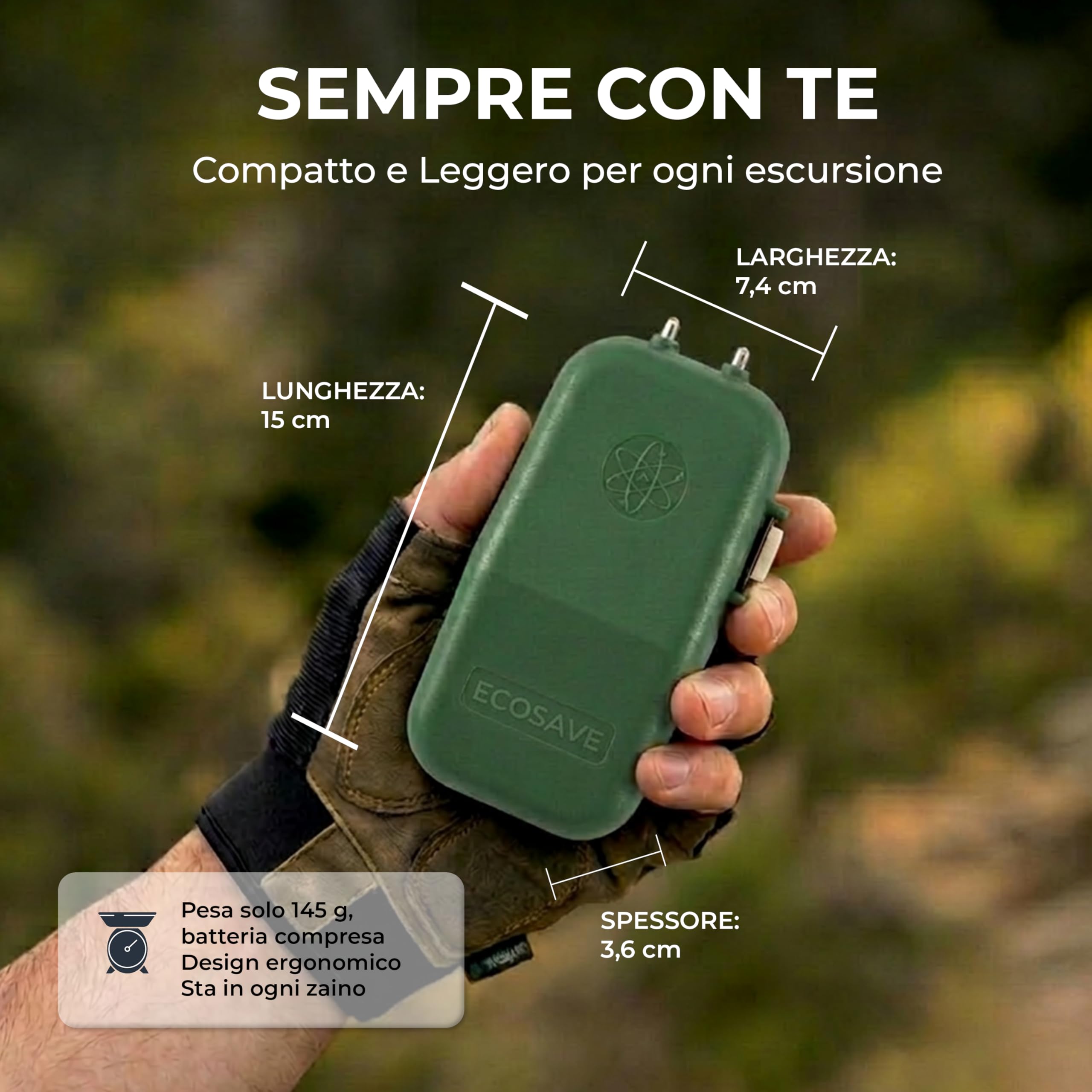 TECNIMED - Ecosave - Elettrostimolatore dopopuntura - Dispositivo di primo intervento contro punture e morsi velenosi tramite il rilascio di microimpulsi elettrici - Made in Italy