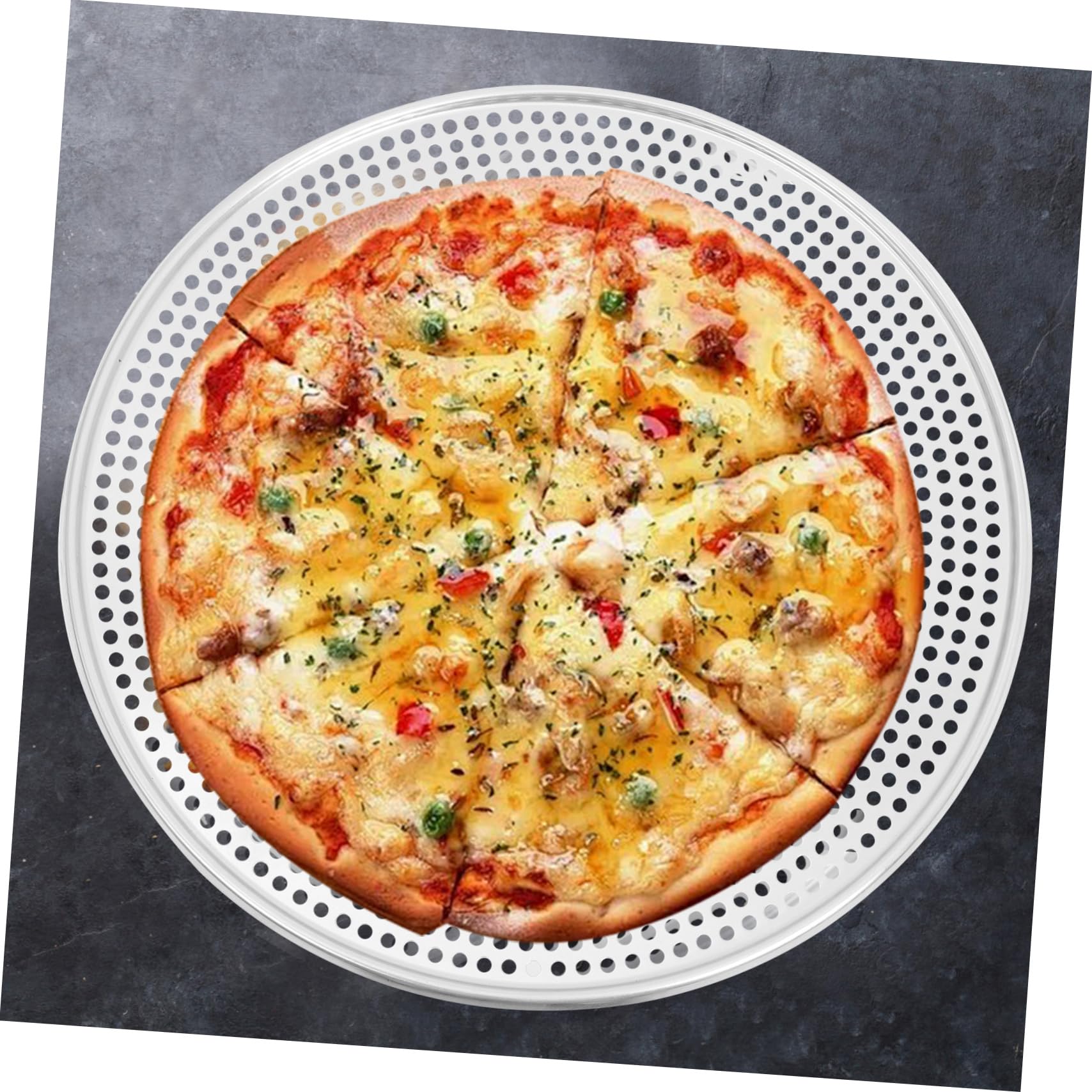 DOITOOL Bandeja De Pizza Perforada De Aluminio 16 Pulgadas Para Horno, Malla Para Hornear Uniforme, Resistente Al Calor, Uso Doméstico y Profesional, Adecuado Para Pizza y Repostería