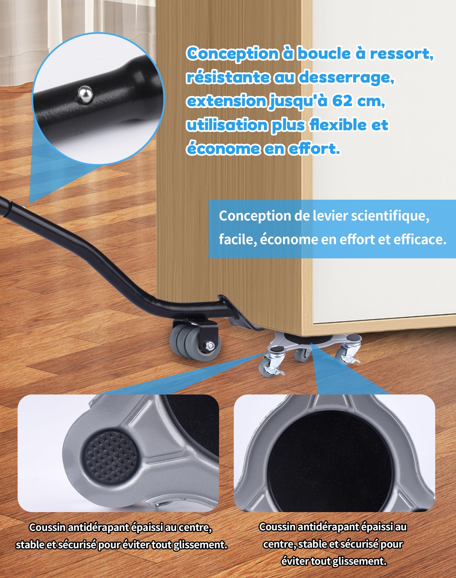 Kit Sollevatore Mobili Con Ruote – Fino A 800 kg, Ruote Per Mobili Pesanti Con Rotelle Girevoli A 360° E Freno, Per Spostare Mobili, Frigorifero E Lavatrice