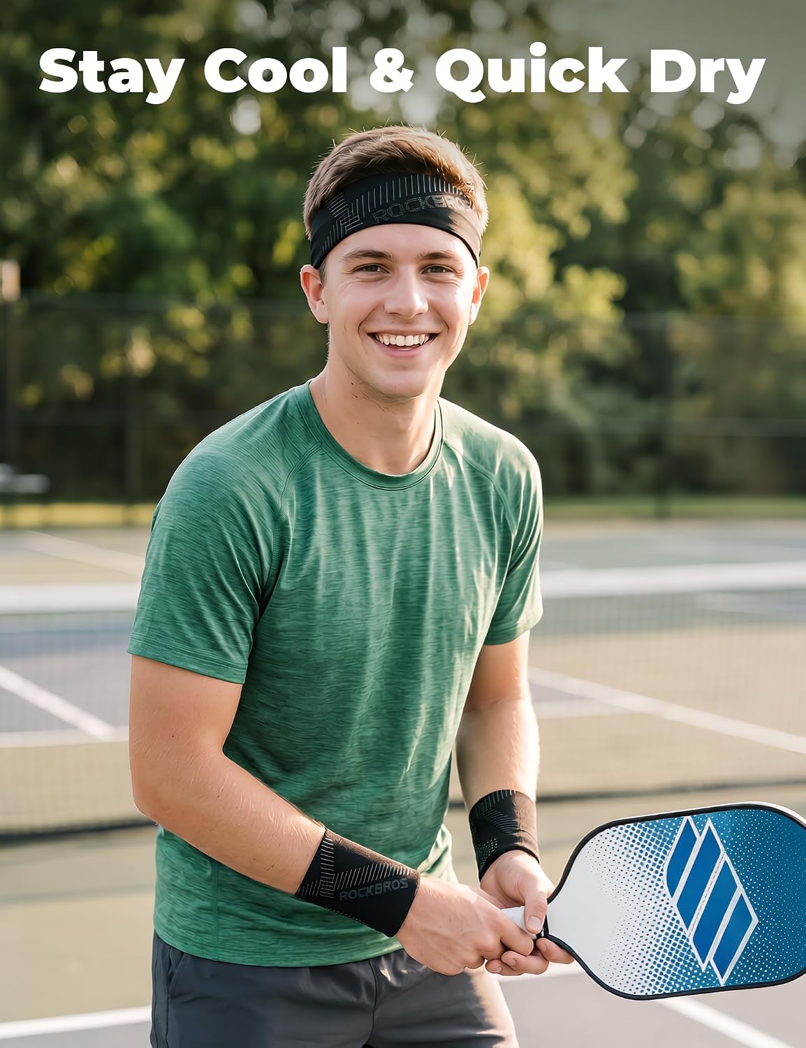 ROCKBROS Pickleball Headband Ice Silk Elastic Cooling Sweatband