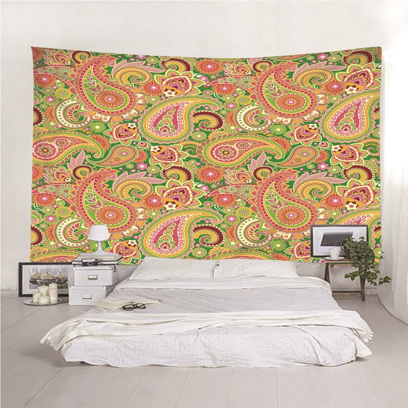 Aeici Arazzo da parete in tessuto, arazzo da soffitto con fiori etnici, 240 x 220 cm