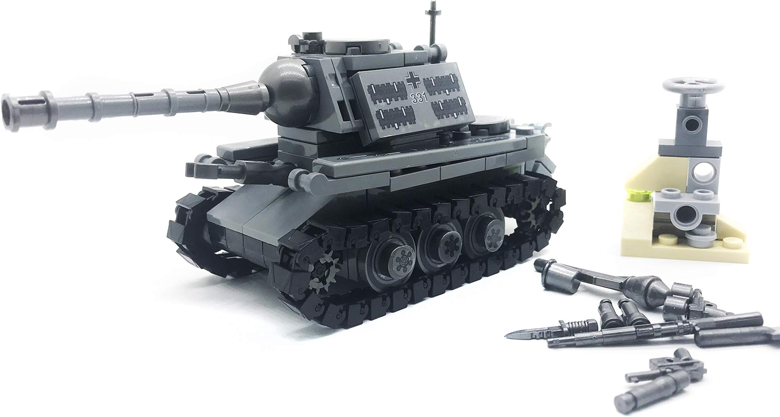 Custom Sets of WW2 German Army Tiger Tanks, WWII Mini Building Blocks Toys for Kids Age 6+ (Tank C- 239PCS)