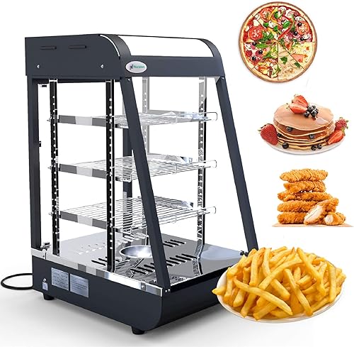 Calentador de alimentos comercial Nurxiovo - Calentadores de pizza para encimera, pantalla de 15 pulgadas de largo x 19 pulgadas de ancho x 25