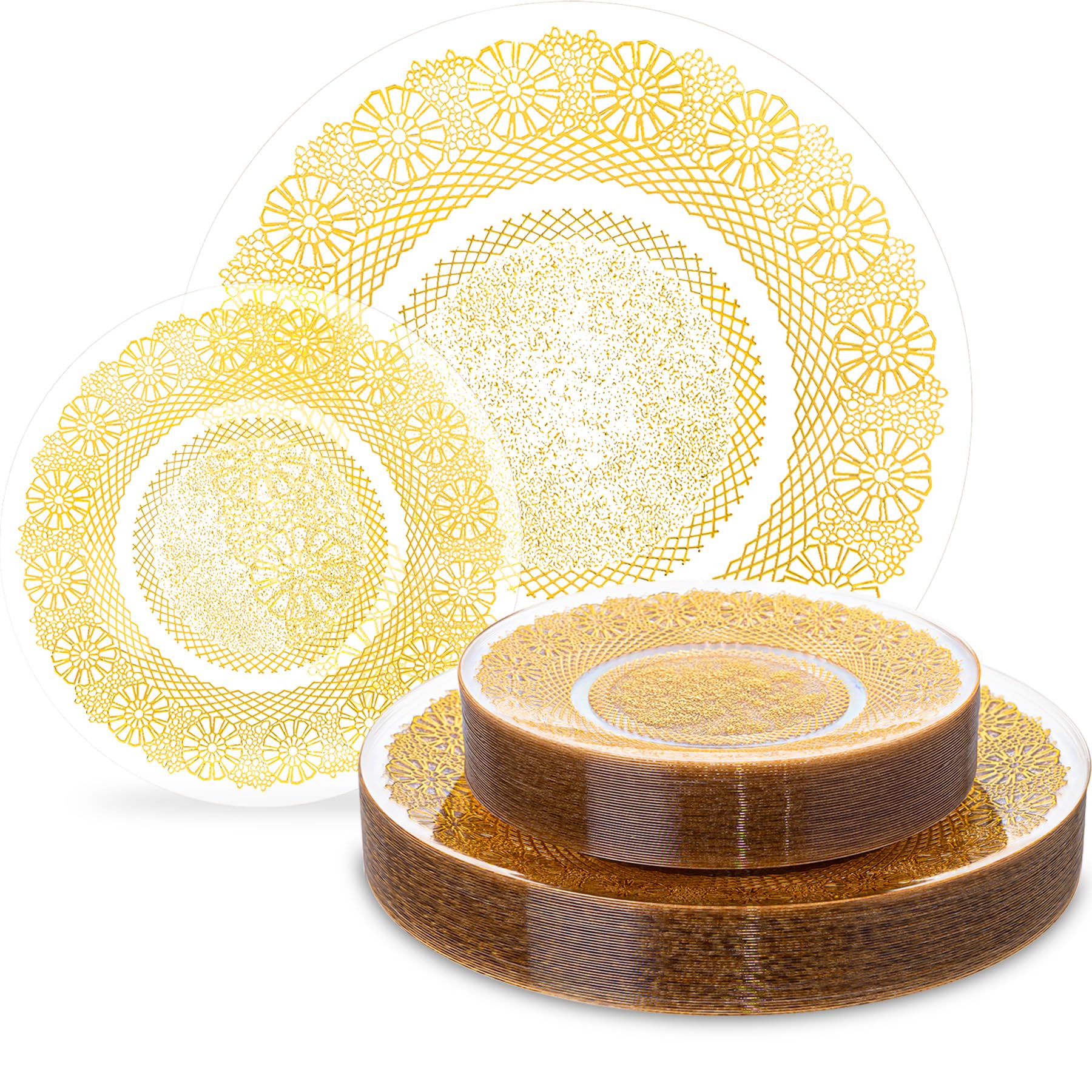 Ivory Scalloped Plates & Gold Disposable Silverware -8