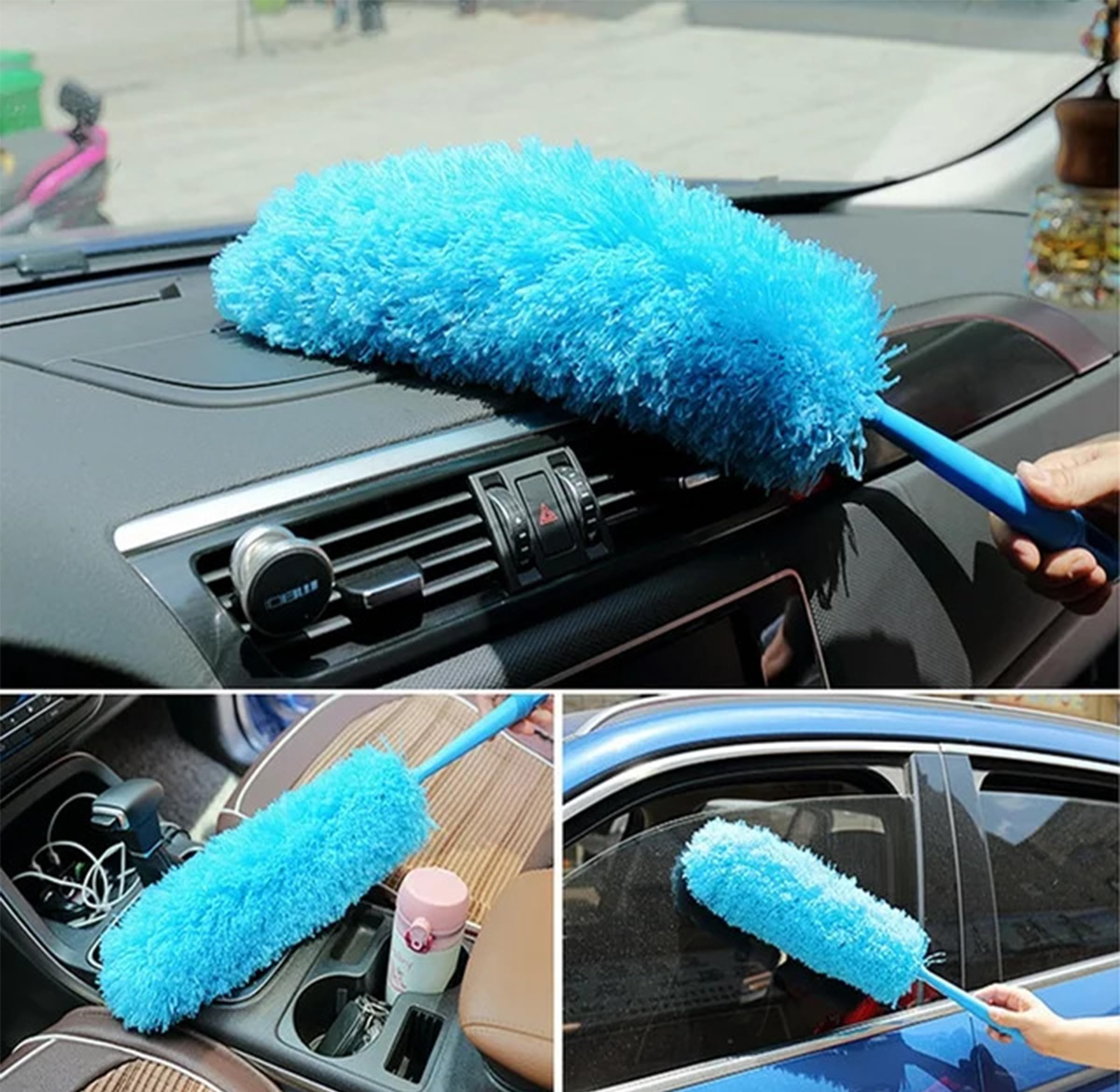 Ssanvi Microfiber Duster for Home & Car Cleaning | Soft Dust Cleaner for Fan, Walls, Beds, Furniture & Long Handle Car Cleaning Brush (Blue) 3