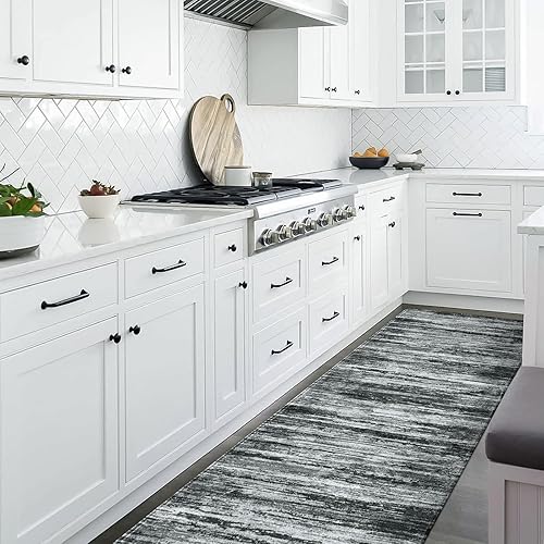 Miniatura 5 de Lahome Alfombra moderna de color degradado para pasillos, alfombra antideslizante de 2 x 6 pies, resistente a las manchas, antideslizante, lavable,