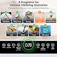 Vista 4 de BLITZHOME WiFi Countertop Portable Dishwasher, Smart 9 Programs, 167℉ High-Temp, 360° 3Spray, 24H Timing, Hot Air Drying, Air Refresh, Baby-Care