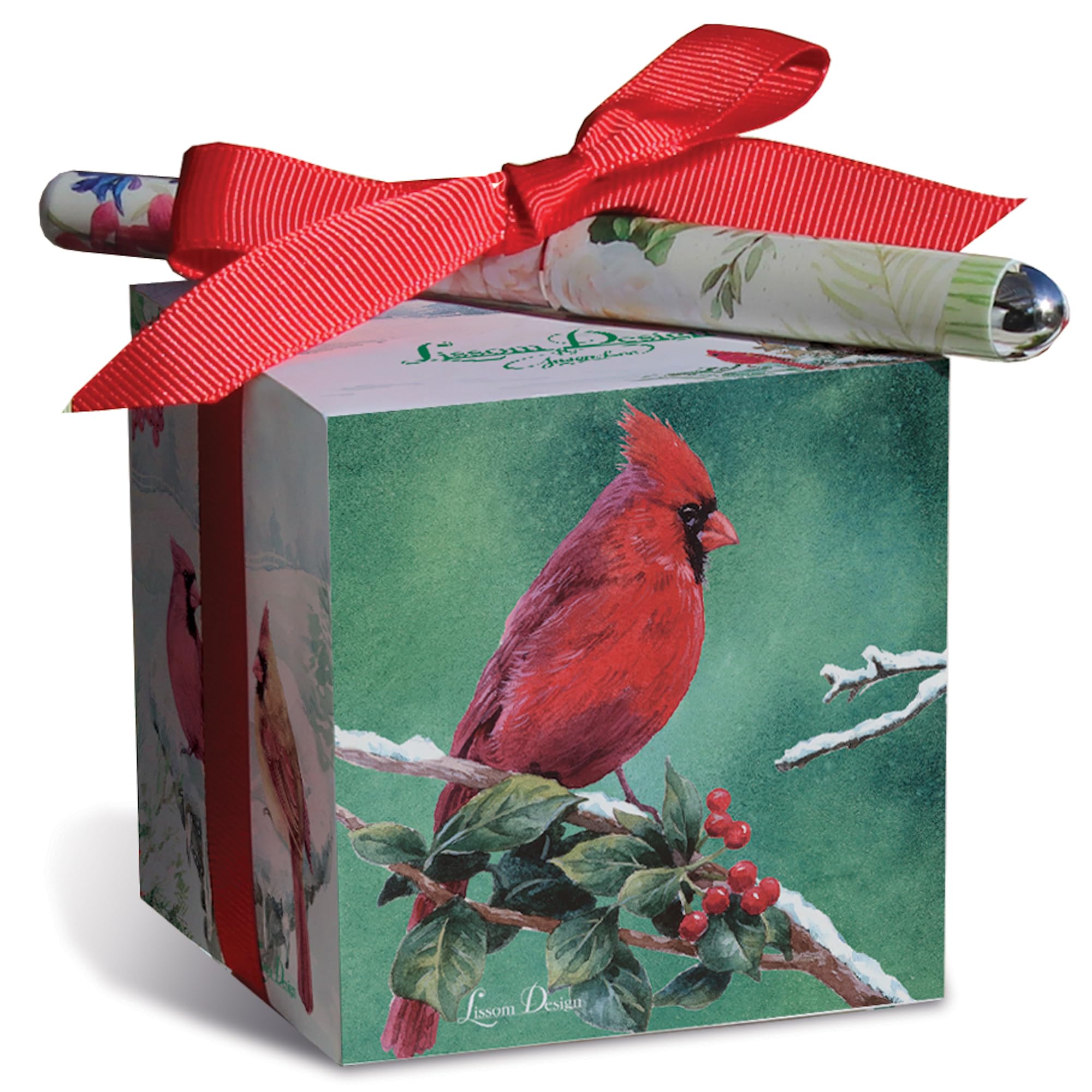 Lissom Design Set regalo blocco note – Set regalo di 2 blocchi di carta e penna per casa o ufficio, cubo 7,6 x 7,6 cm, Winter Harmony