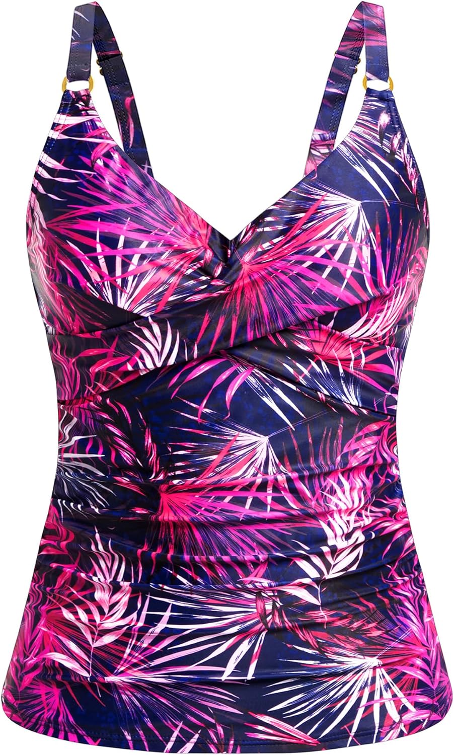 Women Tankini Top Only - Tummy Control Bathing Suit Top V Neck Twist Front Swim Tank No Bottom 2025