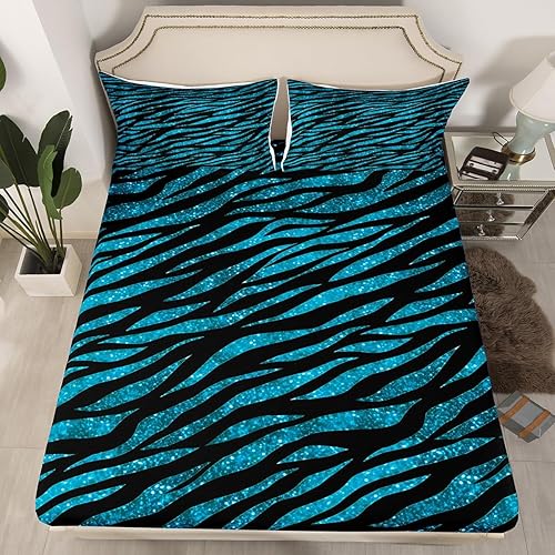 Miniatura 7 de Manfei Pink Beach - Juego de sábanas bajeras de tamaño individual, funda de cama espumosa transparente de olas marinas turquesa y azul océano, juego