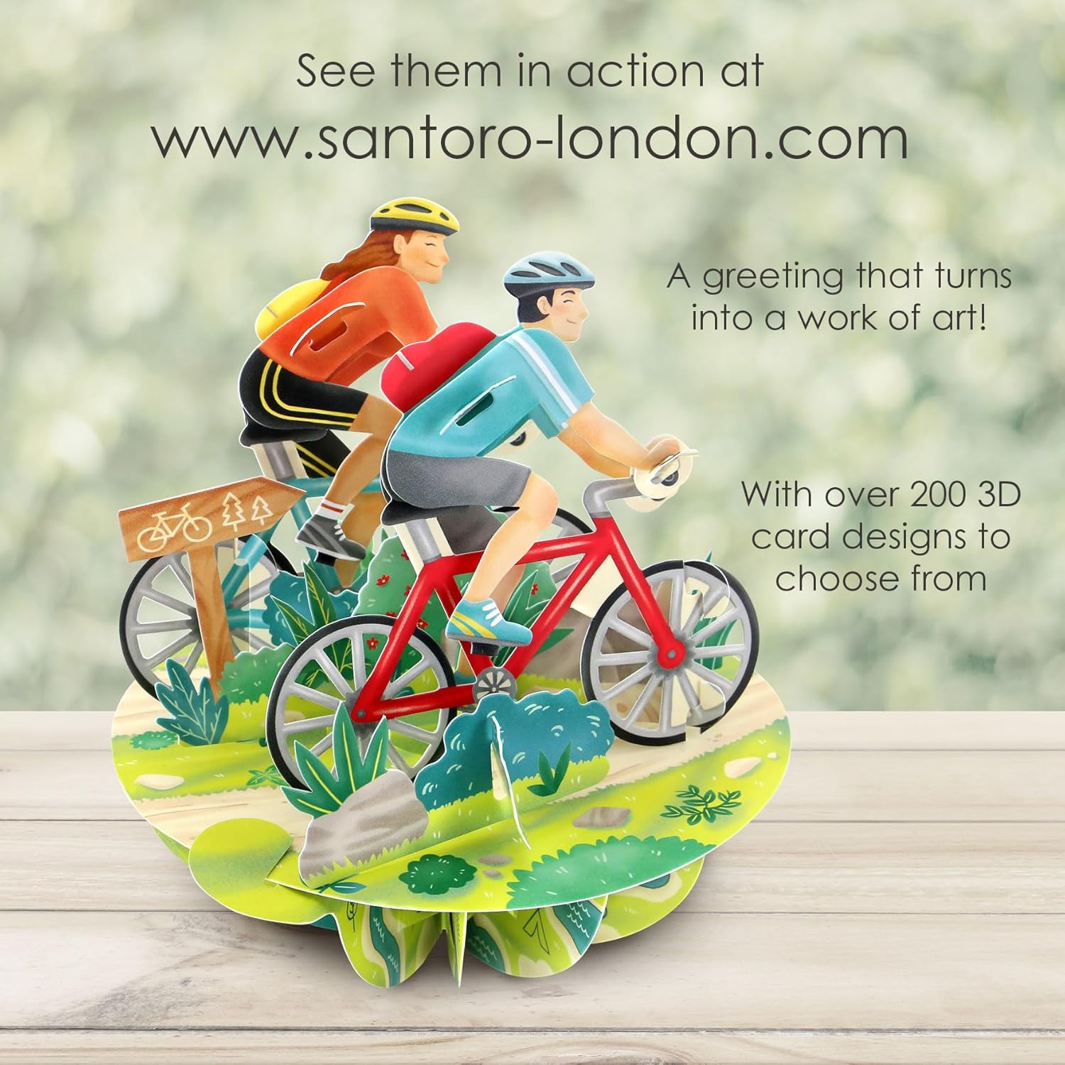 SANTORO Pirouettes Card - Cycling, Sport, Nature, Outdoor Adventure | Bicycle Card For Her, Him, Birthday, Anniversary image 5 of 7 B0D42DDHV7