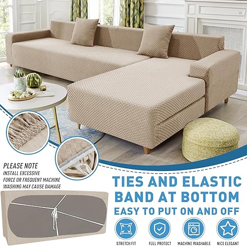 Miniatura 76 de ZNSAYOTX Fundas para Sofá Seccional, Fundas Elásticas de Jacquard con Parte Inferior Elástica para Sofá Seccional en Forma de L, Protector de Sofá