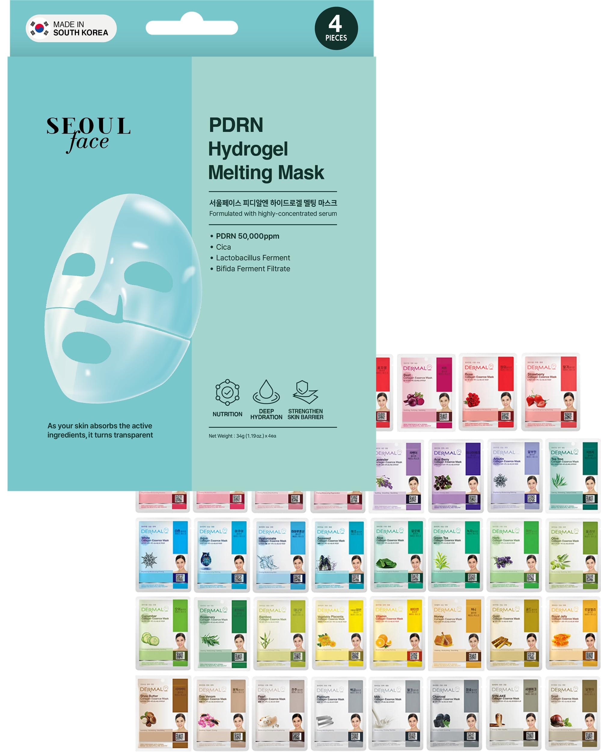 Amazon.com : DERMAL 39 Combo Pack Sheet Mask + PDRN Hydrogel
