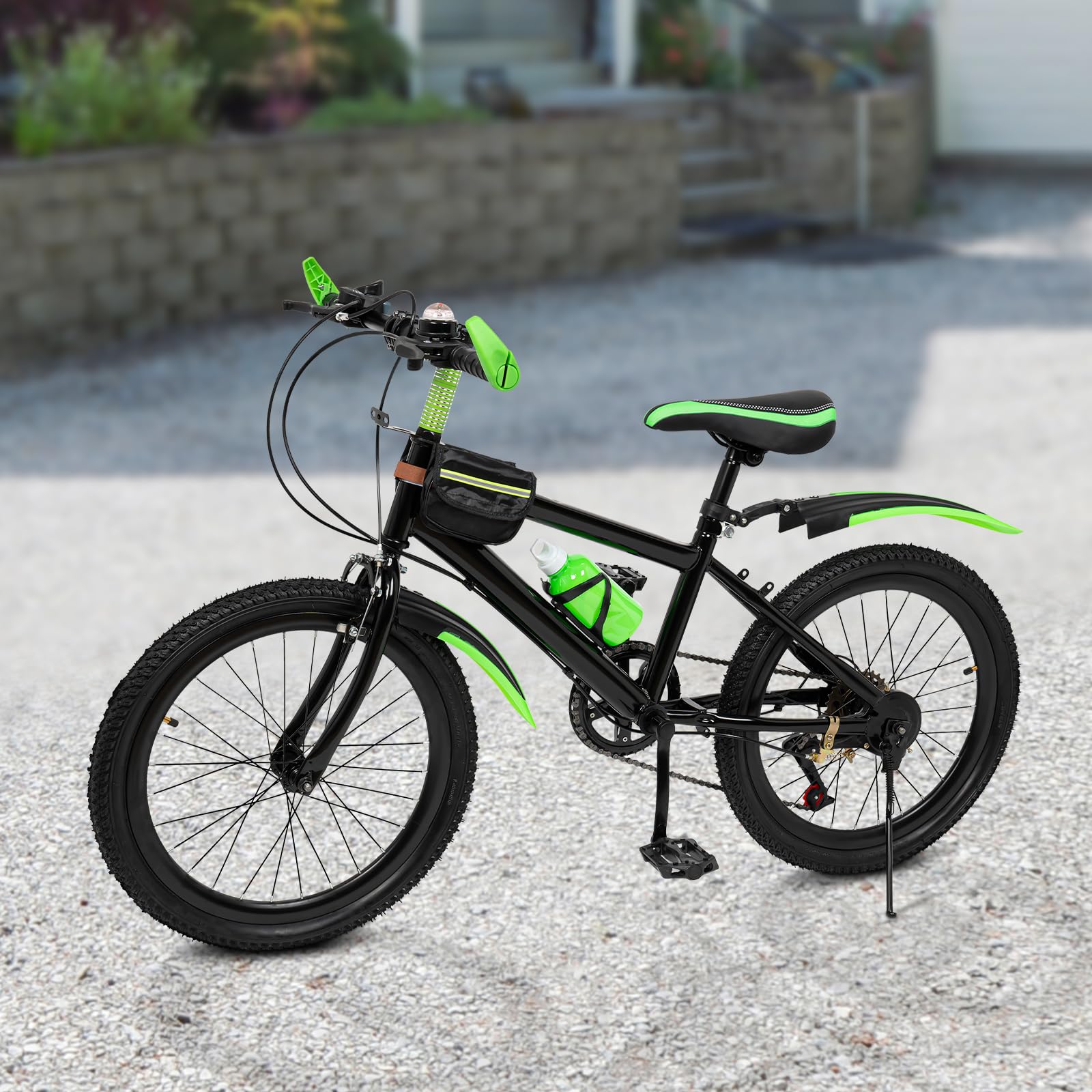Bicicleta de montaña de 20 pulgadas, bicicleta al aire libre resistente al desgaste ruedas bicicleta es de 75 kg,con portavasos engranaje brújula timbre bicicleta deportiva para adultos