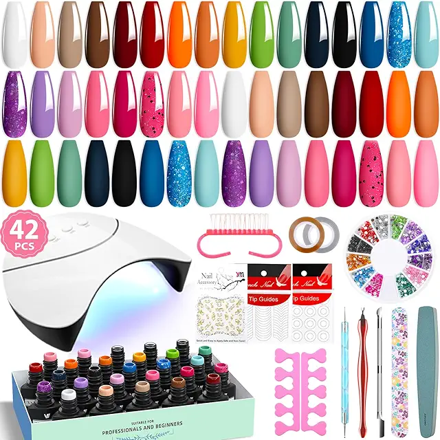 Kit Completo Uñas Semipermanentes VANREESA con 24 Colores y Lámpara UV/LED