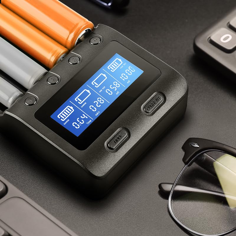 Zanflare C4 LCD Display Speedy Universal Smart Battery Charger,Battery Capacity Analyzer for Rechargeable Batteries