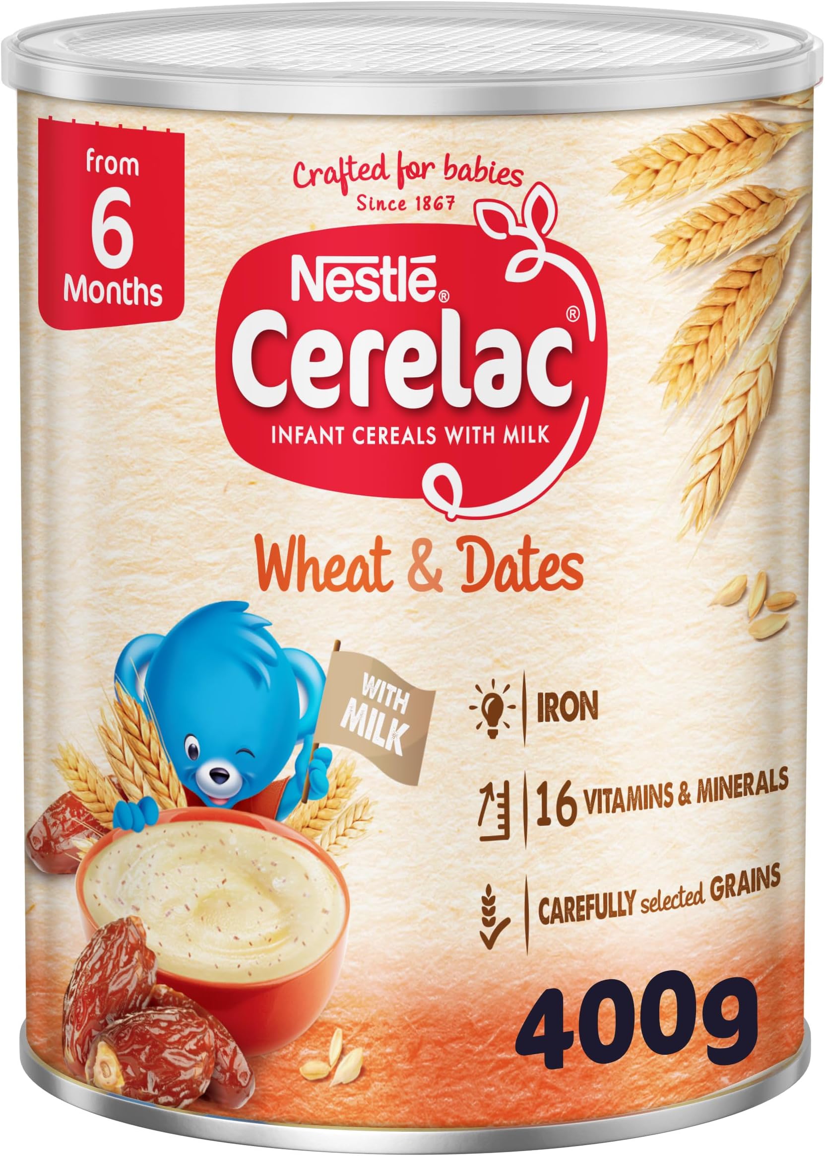 Cerelac Nestle Cerelac Infant Cereal Wheat & Dates, Tin Pack, 400G