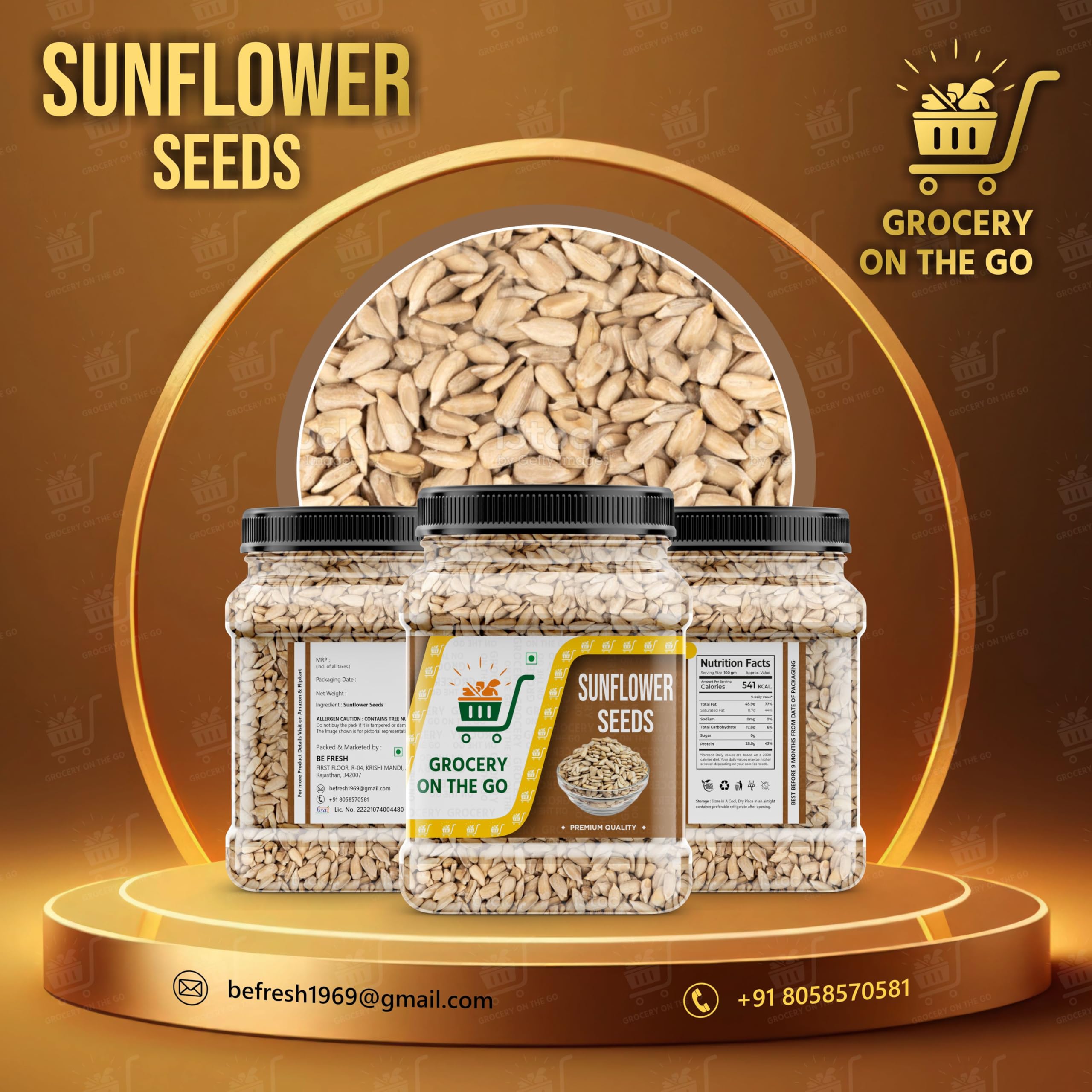 GROCERY ON THE GO Sunflower Seeds - Raw Seeds for Eating | Healthy Snacks | High in Vitamin, Fibre & Protein | Non - GMO | Diet Food | 250gm 2