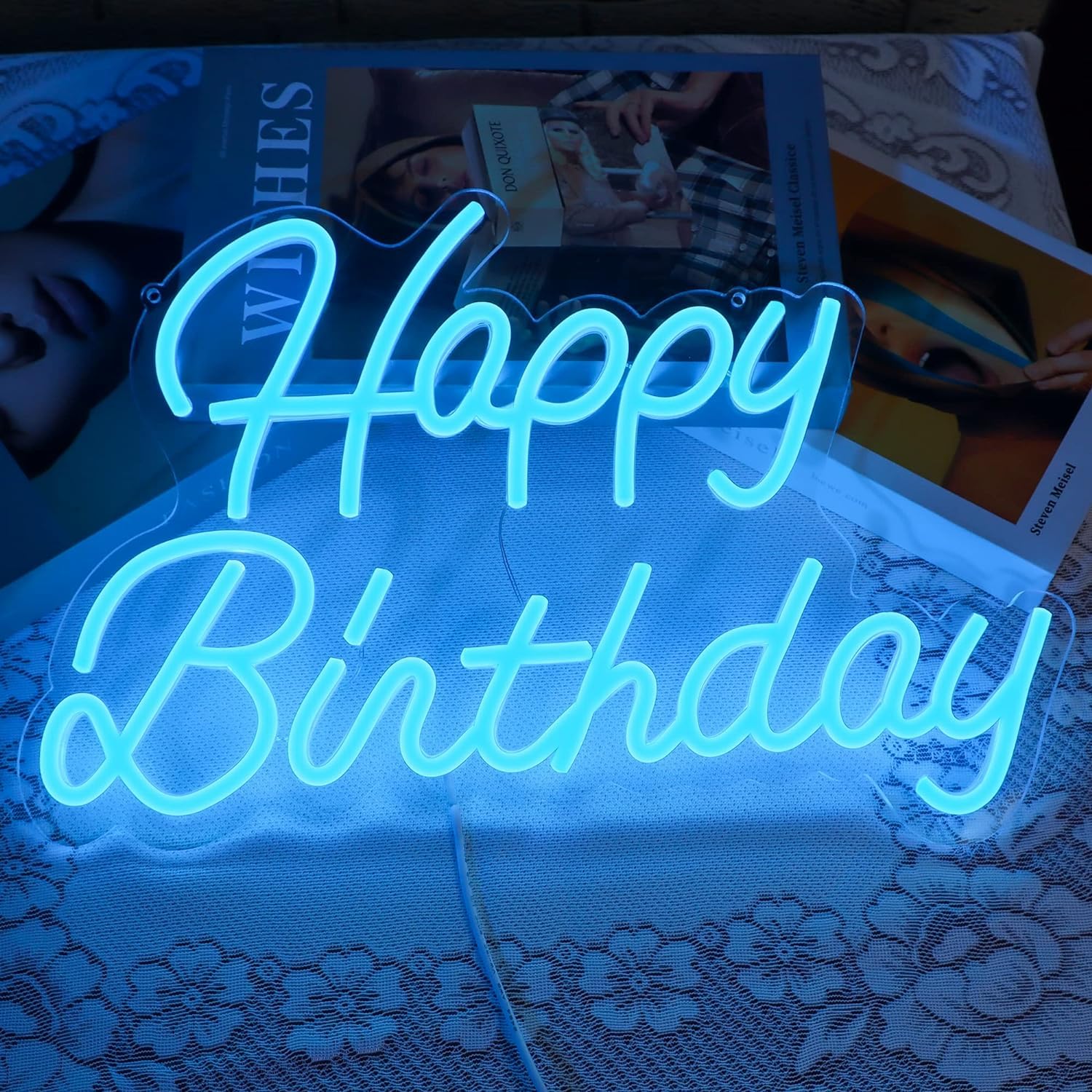 Happy Birthday Neon Backdrop Wall Decor Lights for Home Decor Bar Cafe Christmas Anniversary Party with Dimmable Switch Reusable All Birthday Party