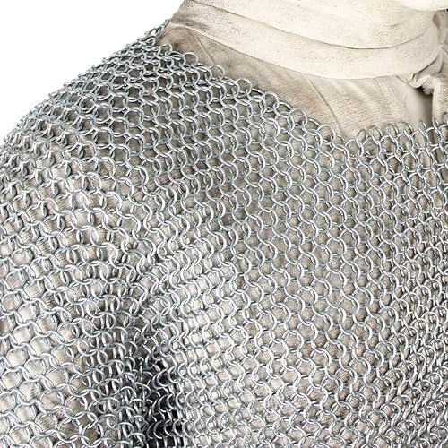 Miniatura 2 de Camisa larga medieval renacentista Haubergeon réplica guerrero Chainmail Armor XL