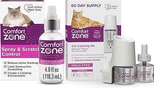 Comfort Zone Spray calmante para gatos y kit de difusor de feromonas calmante para gatos, 1 difusor más 2 recambios disponible en Yaxa Peru
