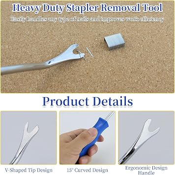 Staple Puller Tool with U tip Fastener Remover, Heavy Duty Staple Remover Staple Removers Strength Staple Puller Removing for Furniture Floor Wooden Case Carton Photo Frame Carpet Staple Remove