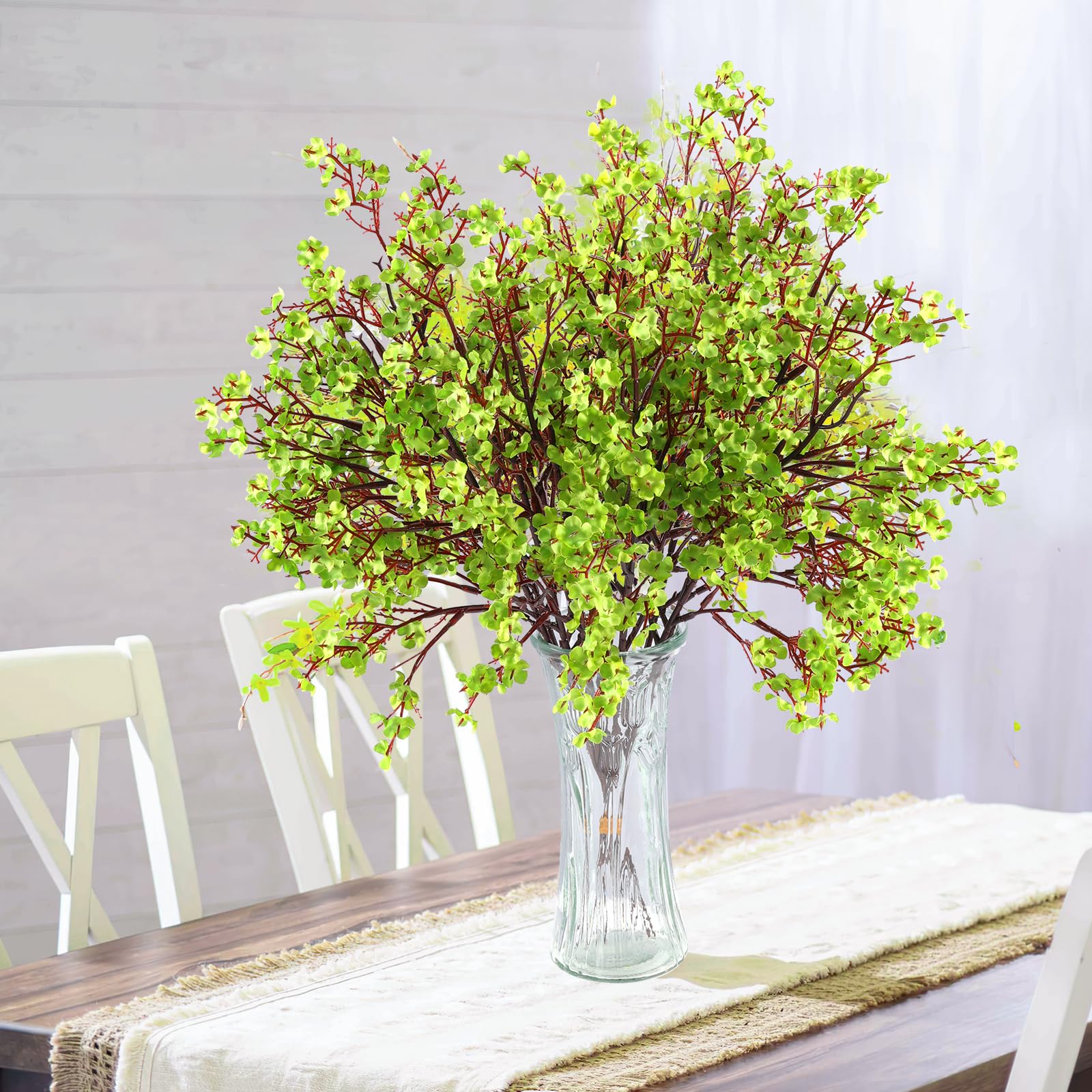 Hananona Künstliche Schleierkraut-Blumen für Babys, zum St. Patrick's Day, künstliche Seidenblumen für Heimdekoration, Frühlingsblumenarrangement, Tischdekoration, 10 Stück