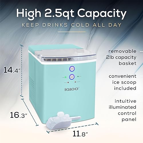 Miniatura 2 de Igloo Máquina eléctrica para hacer hielo de encimera, automática y portátil, 33 libras en 24 horas, máquina de cubitos de hielo, cuchara y cesta de