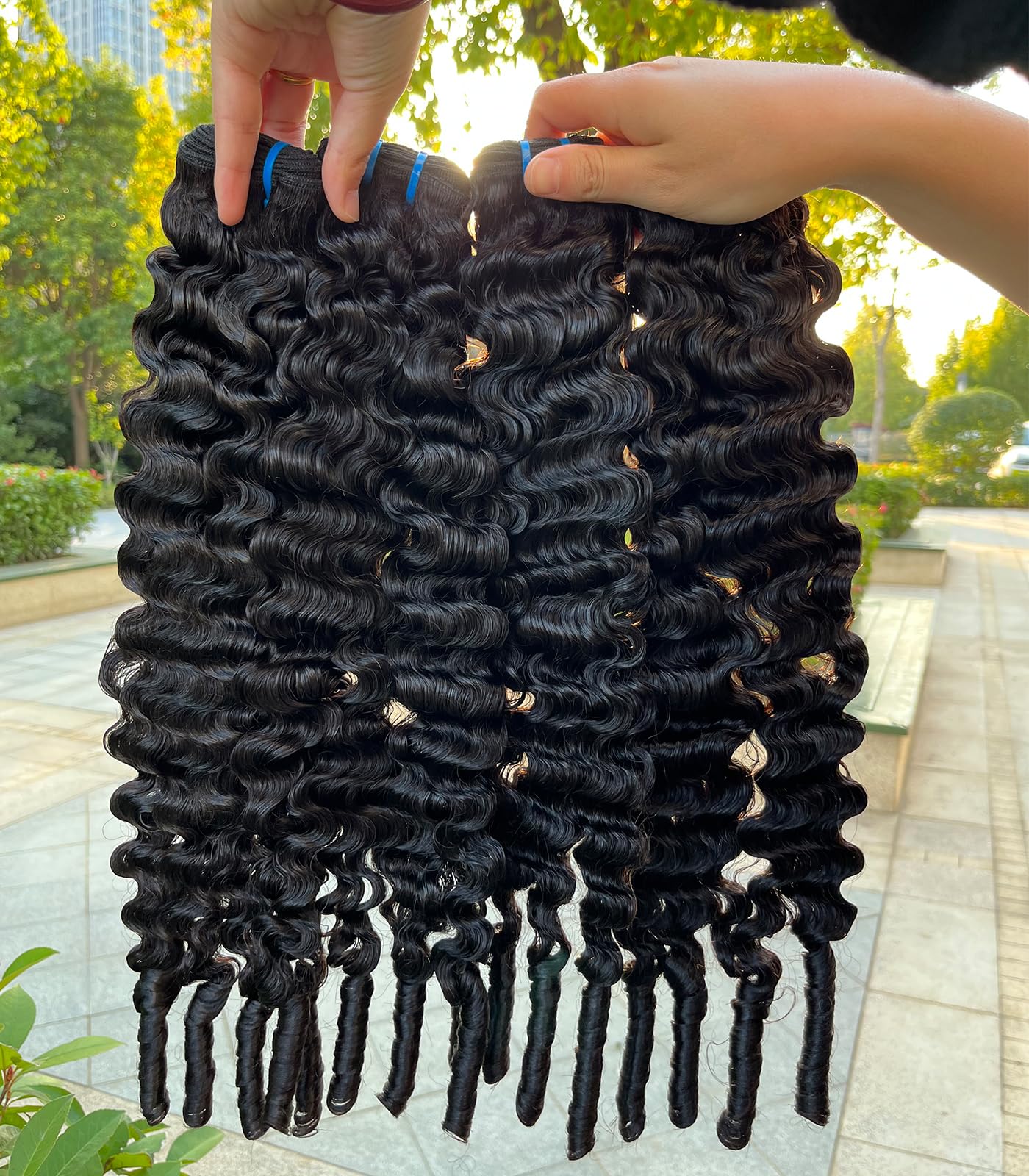Amazon.com : Lemoda Burmese Curly Bundles Human Hair 14 16  display picture 2