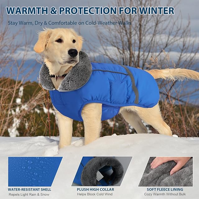 Foto 3 de 7 de Dogcheer Abrigo cálido para perro, chaqueta impermeable con forro polar con