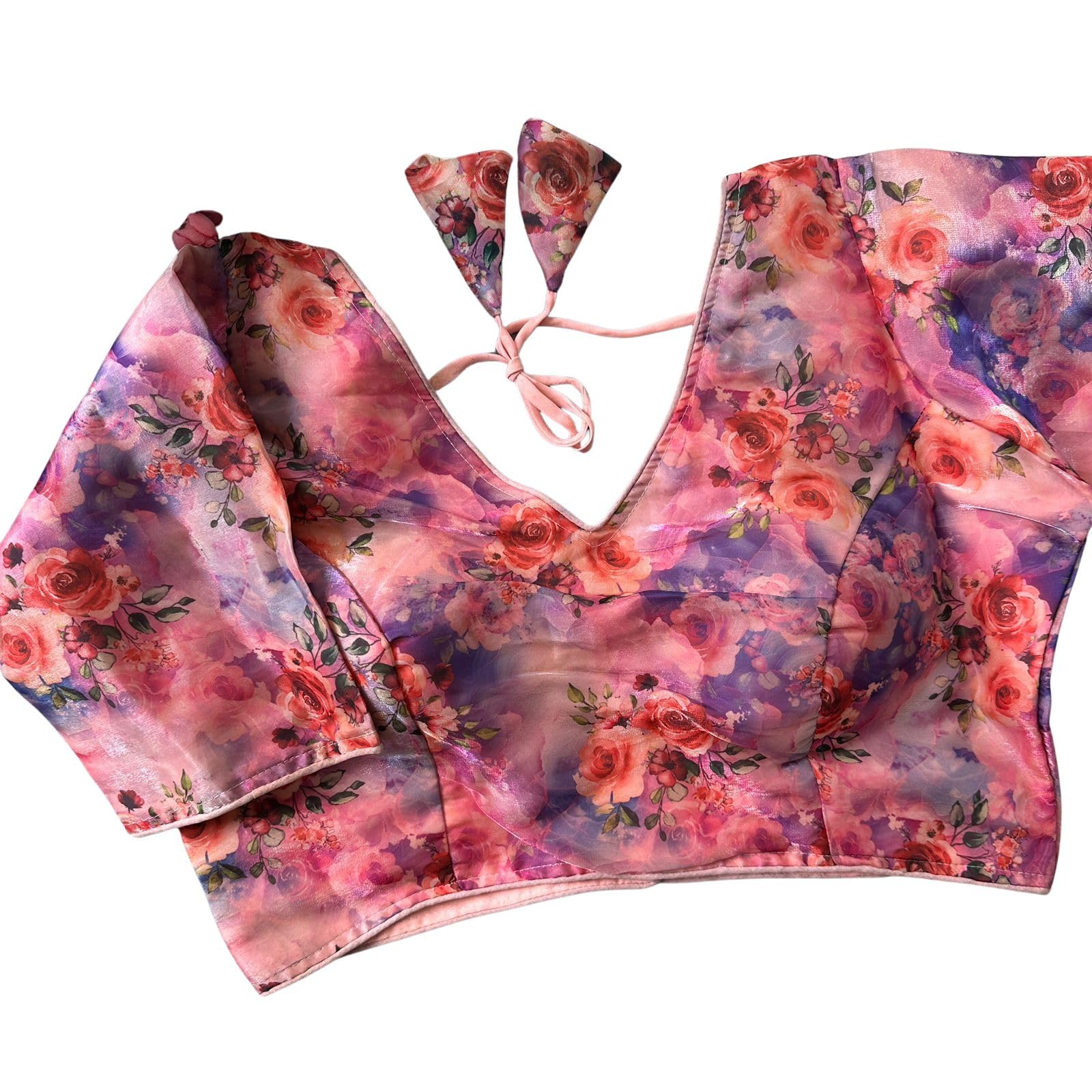 Women's Multicolour Printed Readymade Blouse with Designer Buttons, Soft Zimichoo Fabric, Padded Saree Blouse for Women, Stretch Fit Size 38 to 42, Ethnic Wear Blouse-picture-24