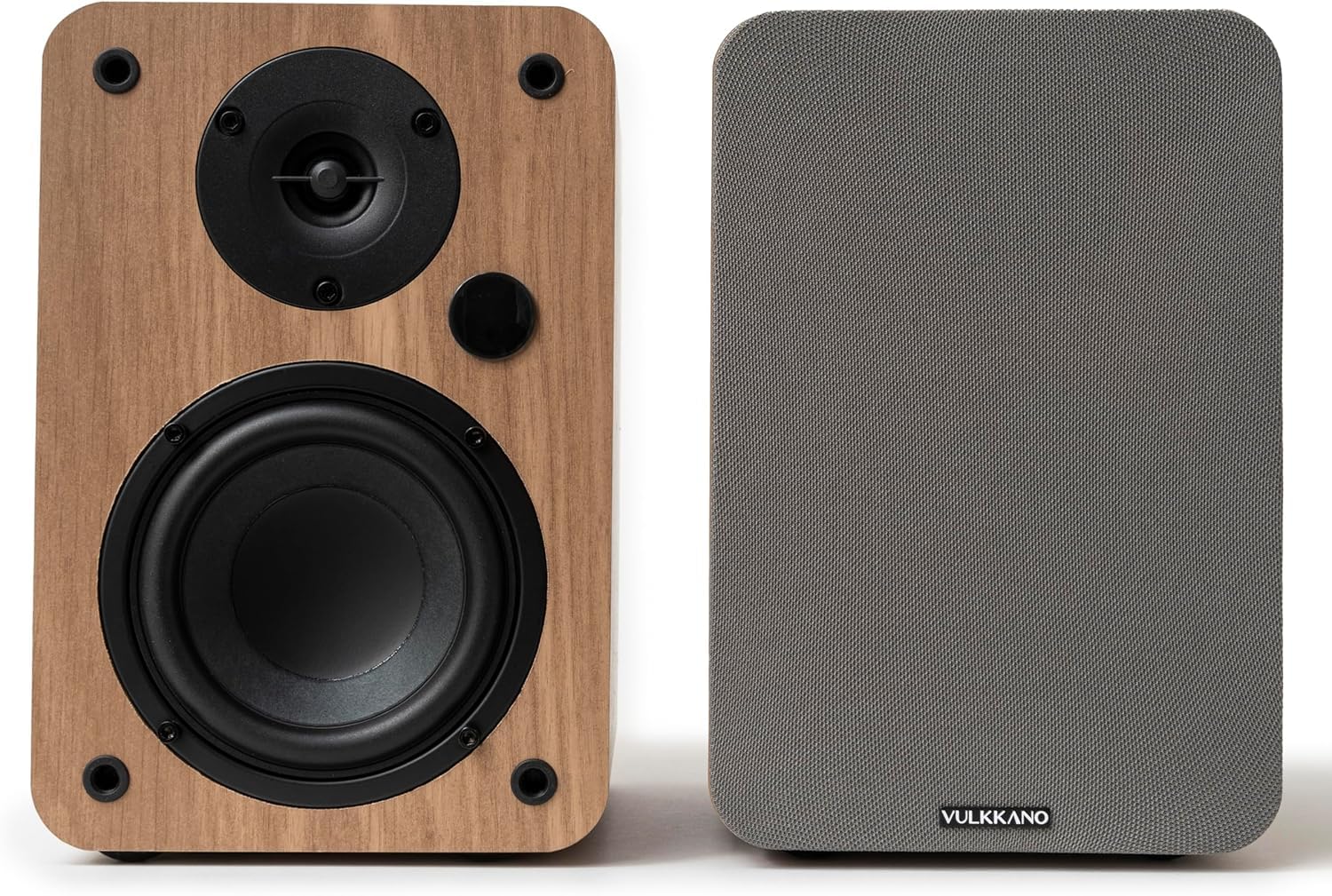 VULKKANO A4 ARC Aktivlautsprecher mit 4" Woofer, Bluetooth 5.0, HDMI ARC, Optica, RCA, USB, mit Subwoofer-Ausgang, Regallautsprecher mit elegantem Design, Braun