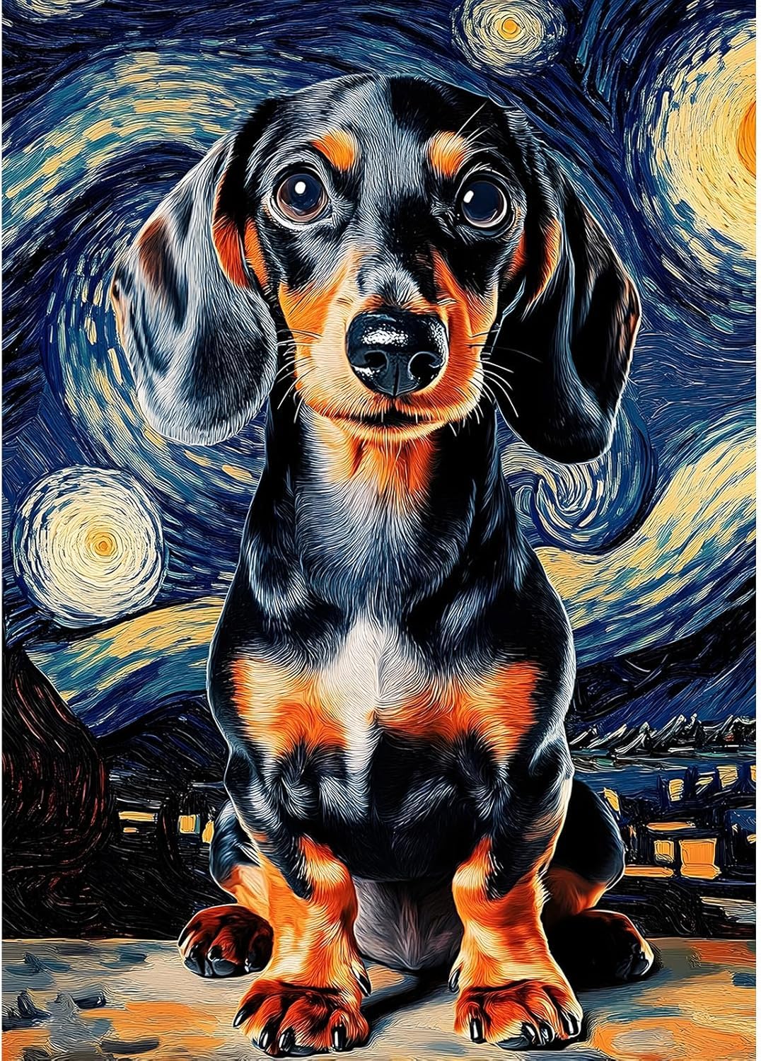 FanZheZhe Stamped Cross Stitch Kits for Adults Tapestry Kits for Adults Cross Stitch Kits Cross Stitch Kitscross Stitch Counted Cross Stitch Kits Starry Night Dachshund 11Ct40X50Cm