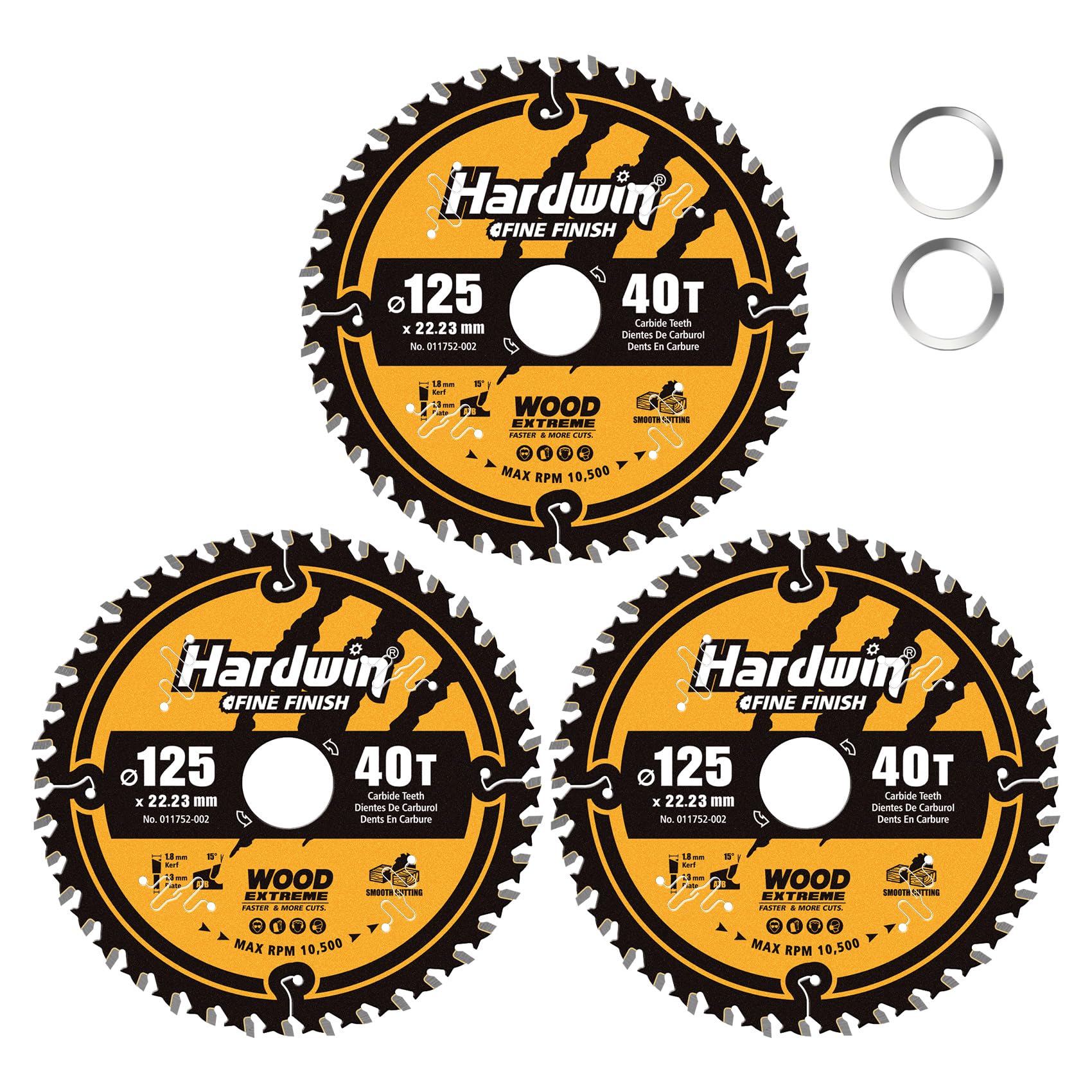 Lame de Scie Circulaire 125mm 40 Dents ATB Carbure Tungstène, Alésage 22.23mm, Compatible Scies sur Table/Portatives, Lot de 3