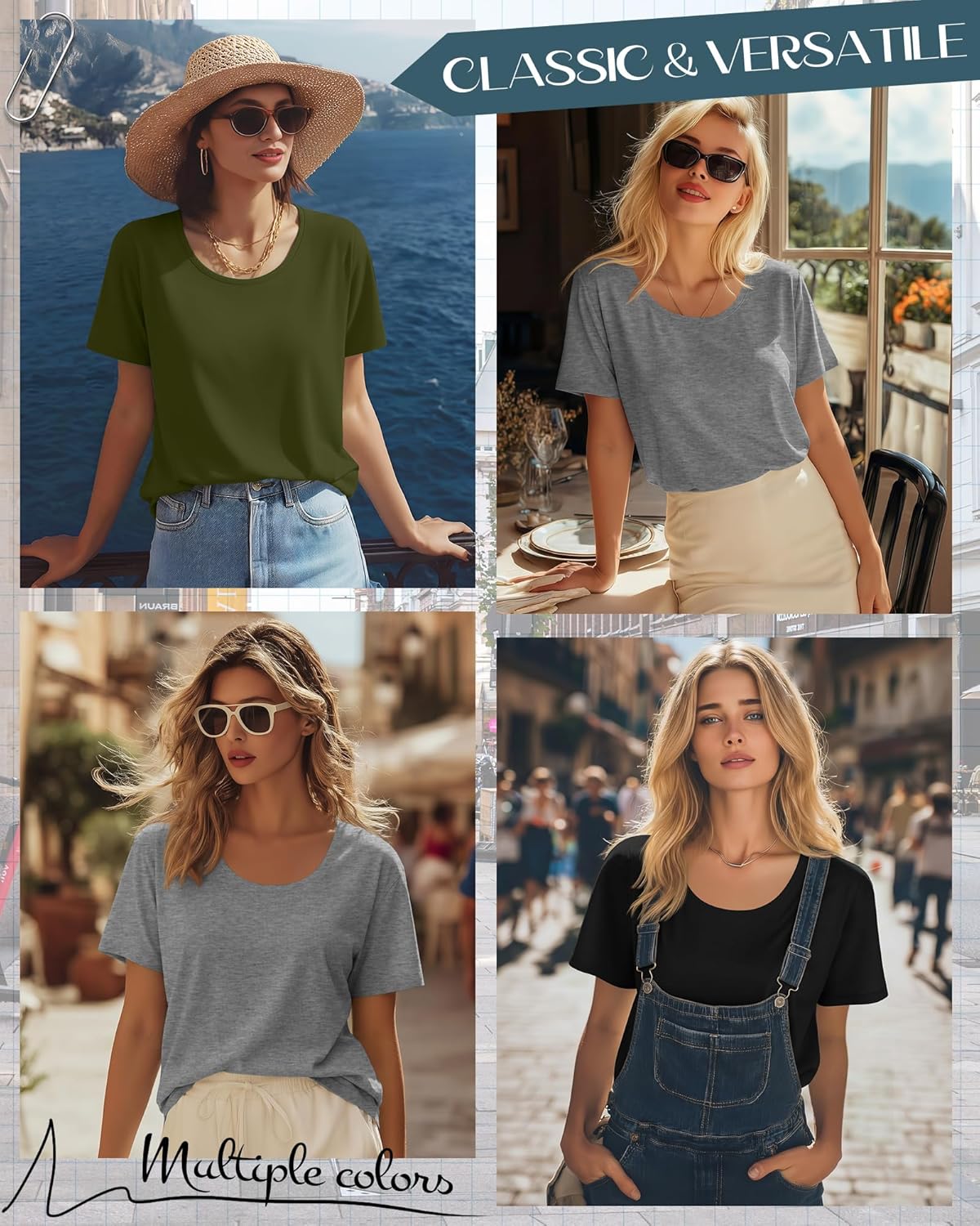 Neer 3 Pack Women's Scoop Neck Short Sleeve Tops Loose Fit Basic Casual T Shirts Lounge Layer Tees Summer - Image 2